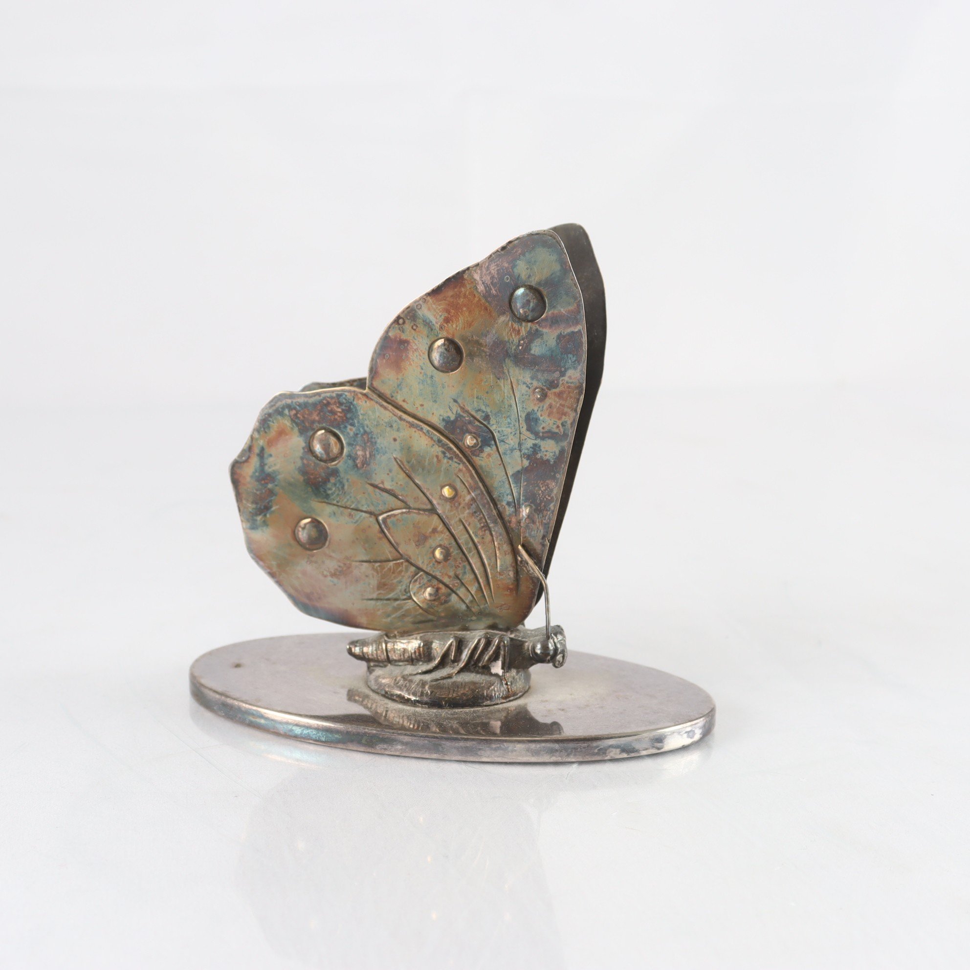 Servettställ, fjäril, nysilver, jugend, (1890-1920)