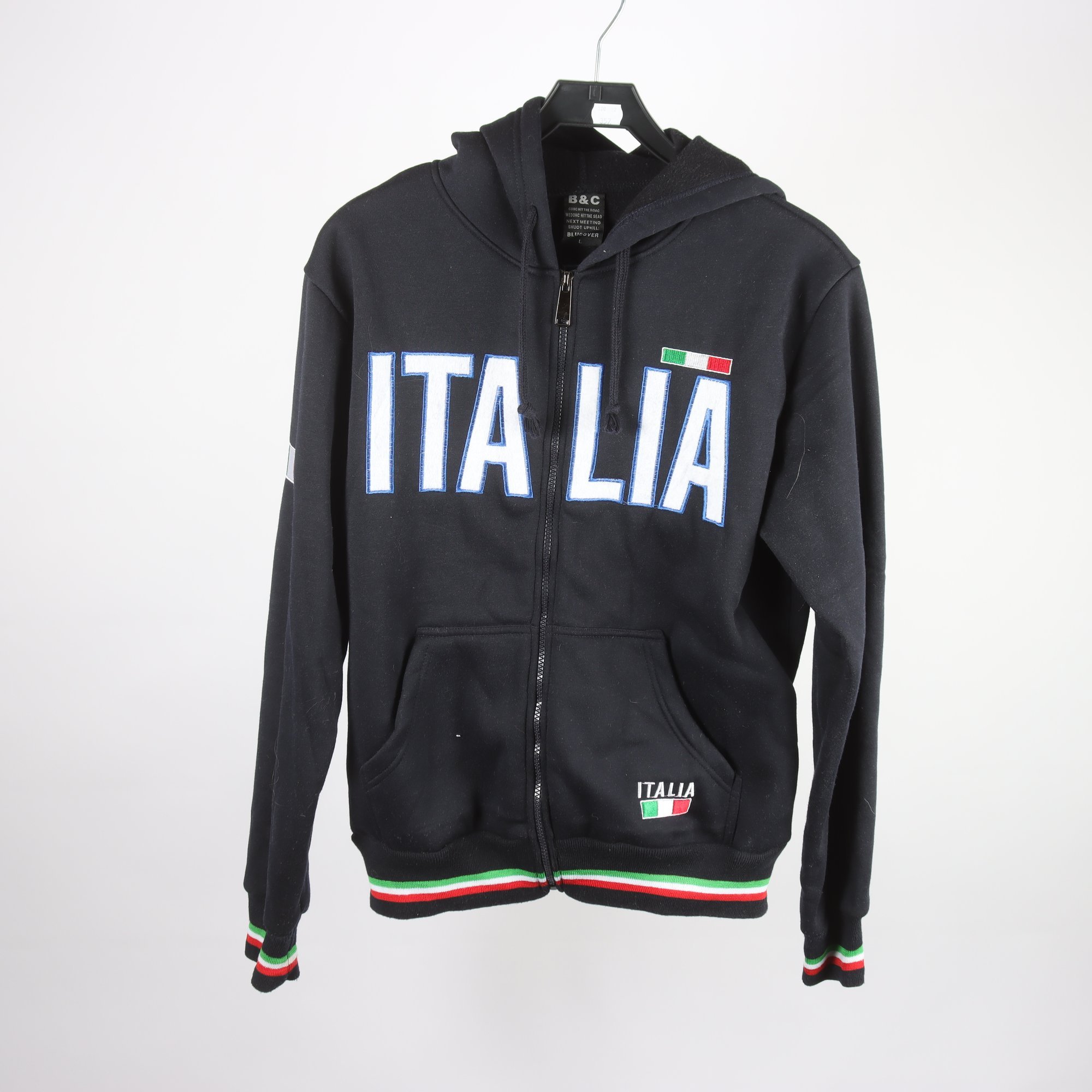 Hoodie, B & C, svart, Italia, stl. L.