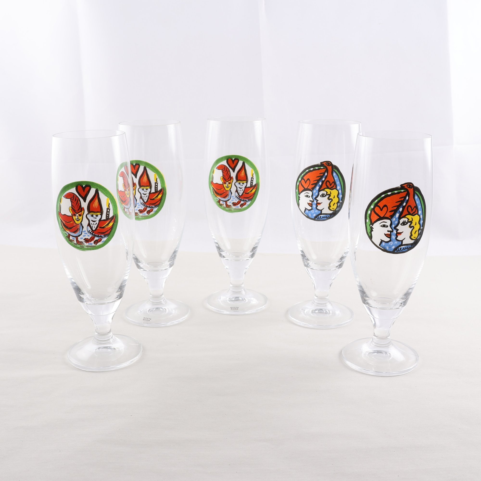 Ölglas, Kosta boda, Ulrika Hydman Valien, 5 st. Samfraktas ej
