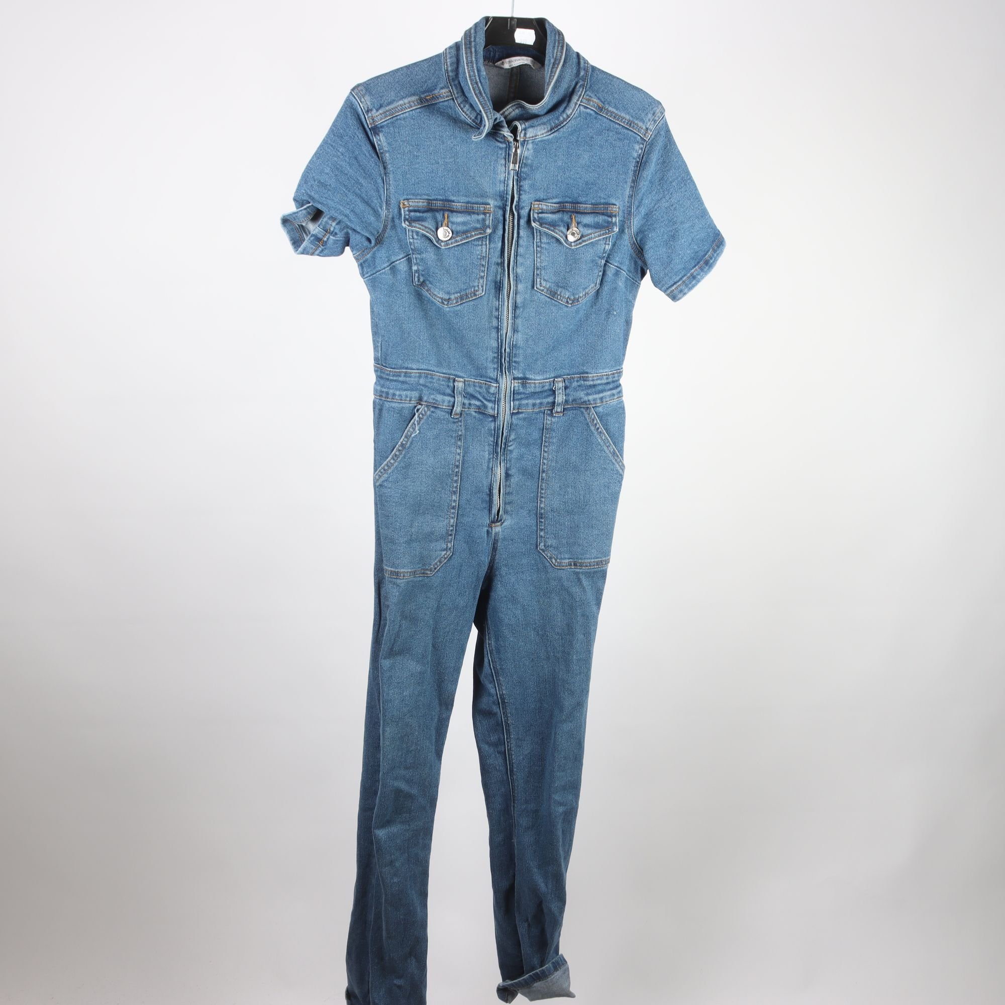 Byxdress, Stradivarius, blå, jeans, stretchig, stl. M.