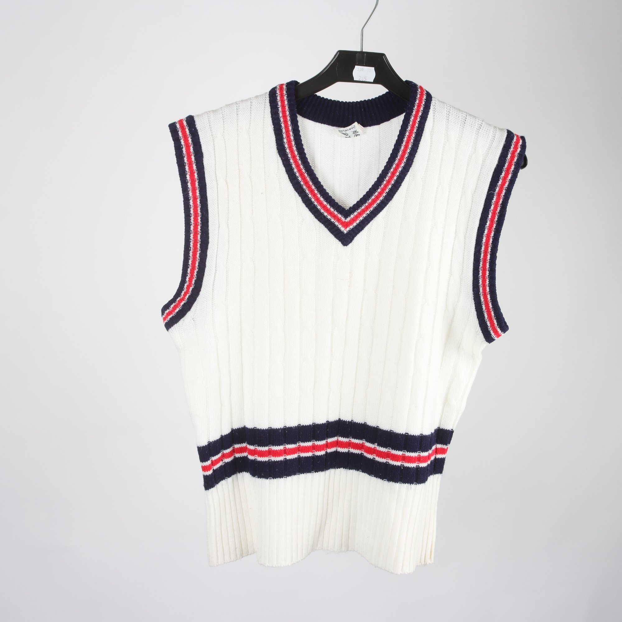 Väst, Bon Bee, vit, blå, retro, st. S.