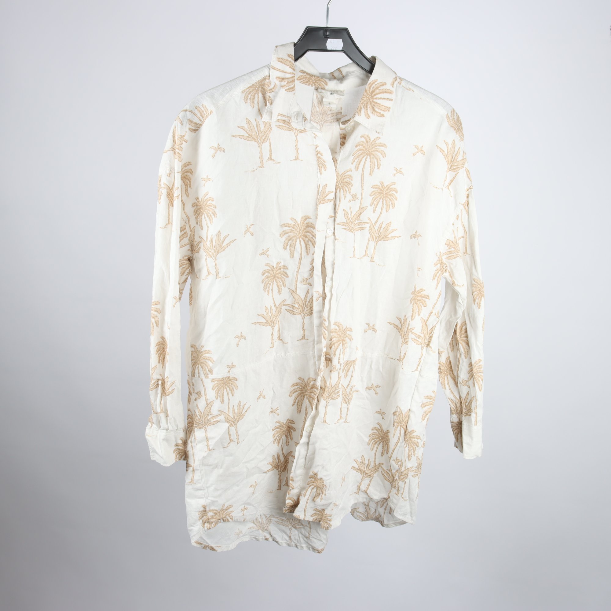 Blus, Desmond Dempsy, beige, mönstrad, 51% lin, stl. S.