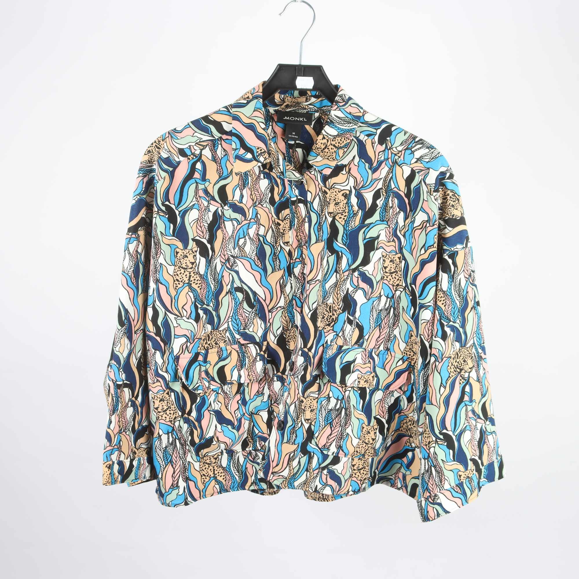 Blus, Monki, blå, beige, mönstrad, stl. M.