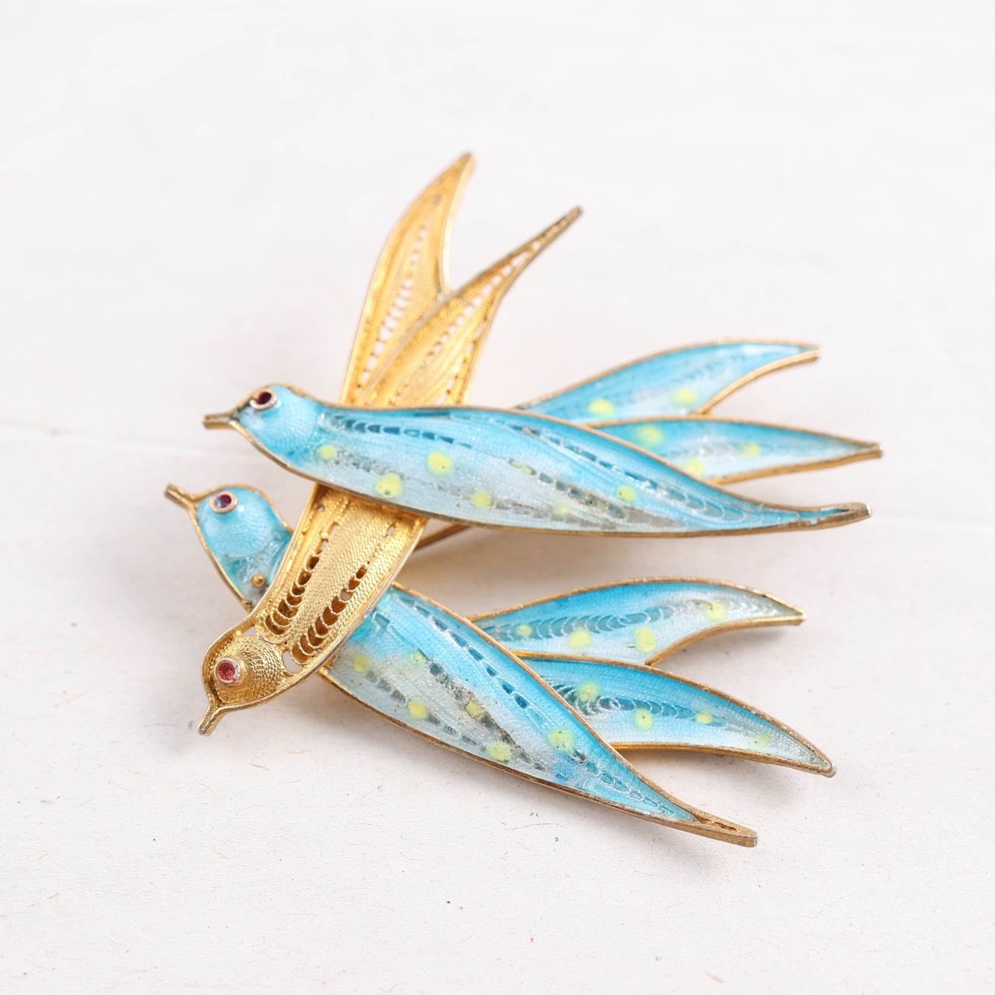 Brosch, vintage, silver, emalj, brv: 8g