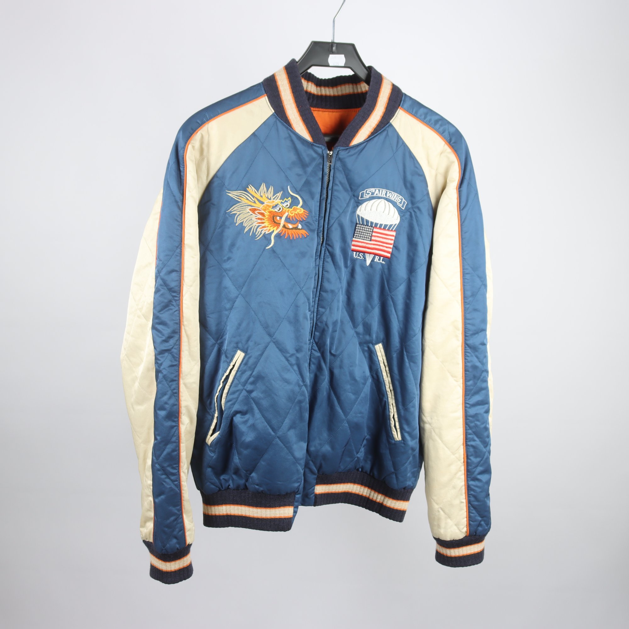 Jacka, Polo Ralph Lauren, blå, broderad, vändbar, stl. XL.