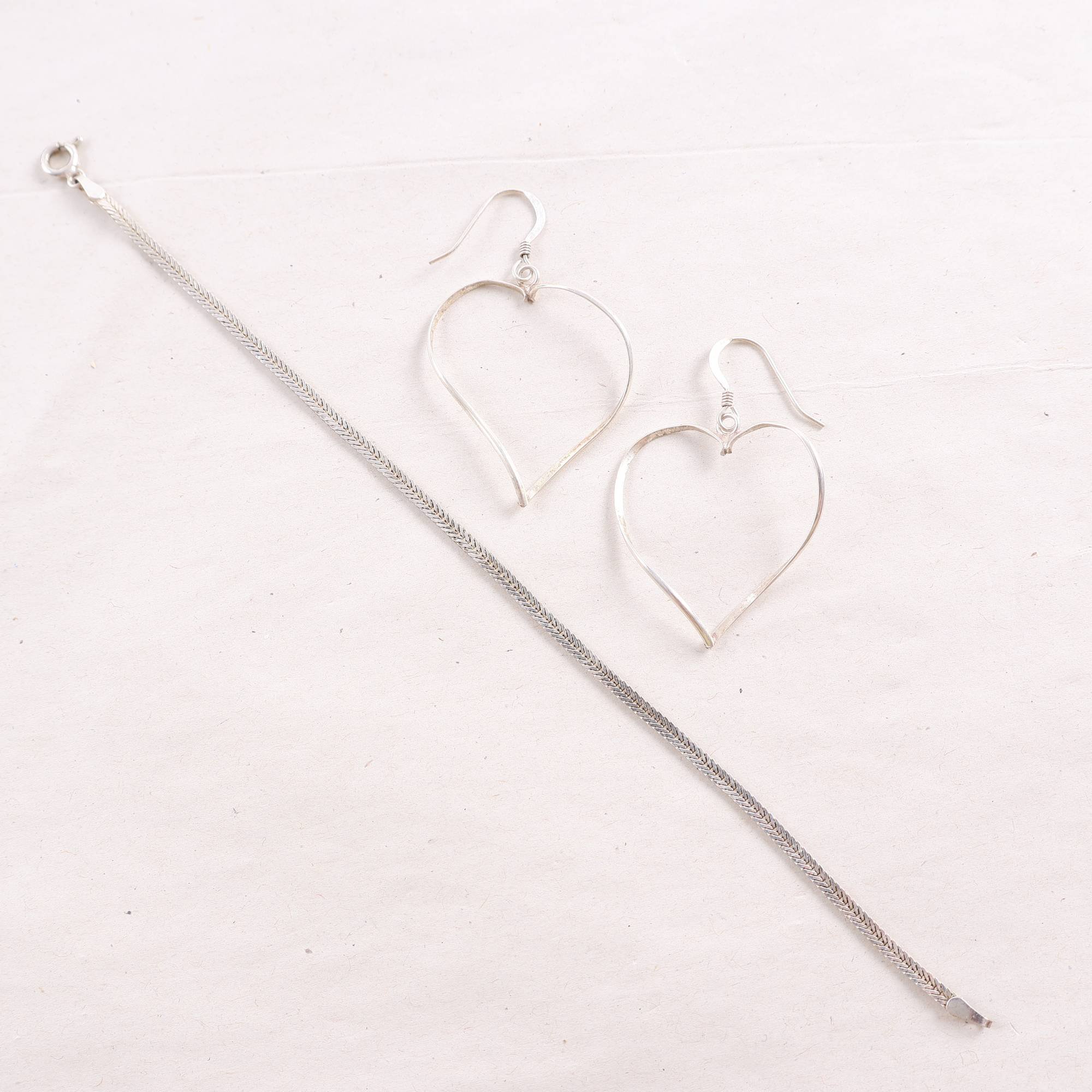 Armband & örhängen, silver, vikt: 3.8g