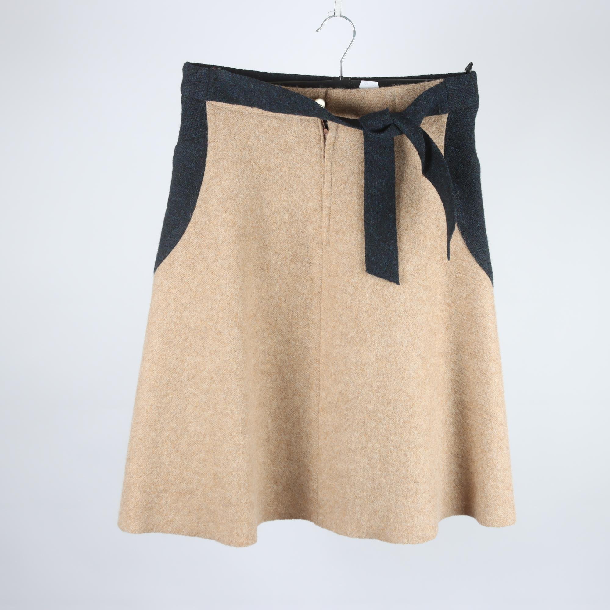 Kjol, Maria Byman, blå, beige, ull, stl. ca. M.