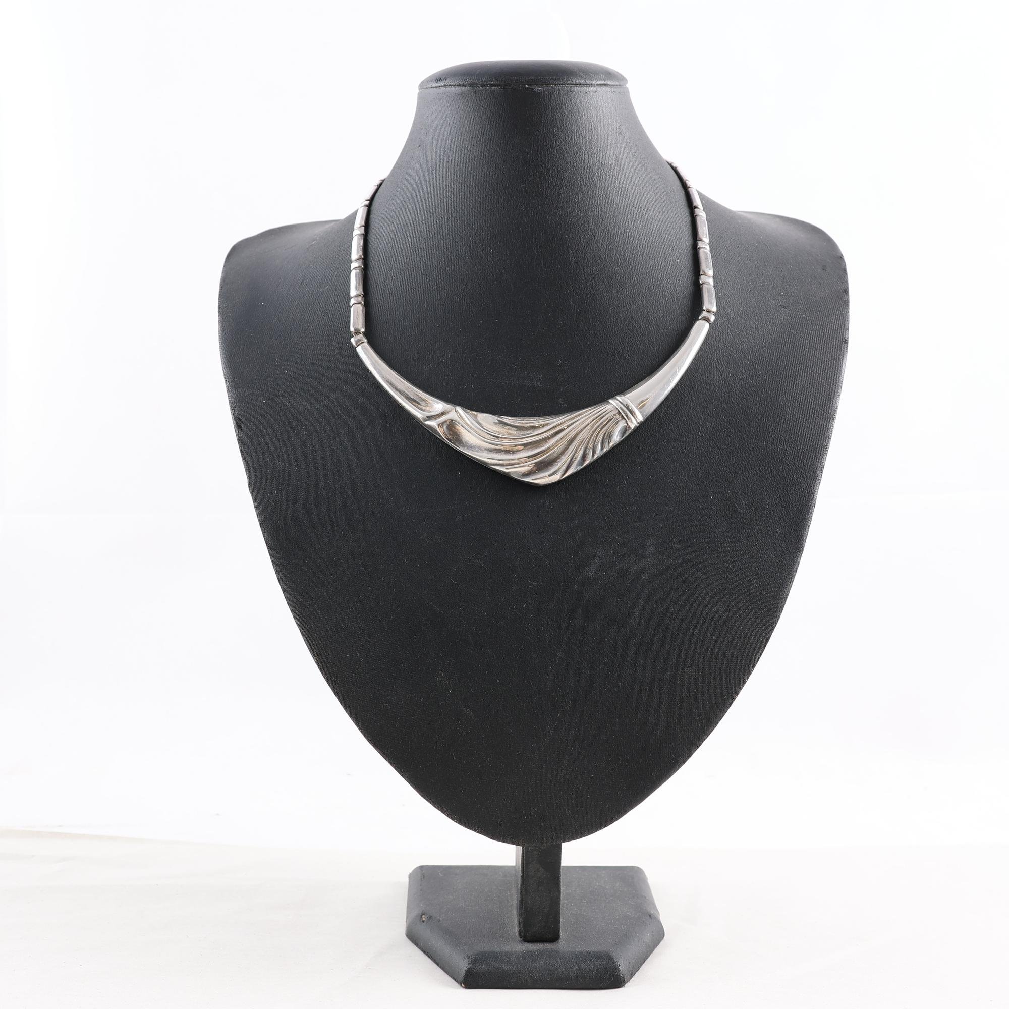 Collier, silver, med integrerat hänge, vintage, vikt: 40g