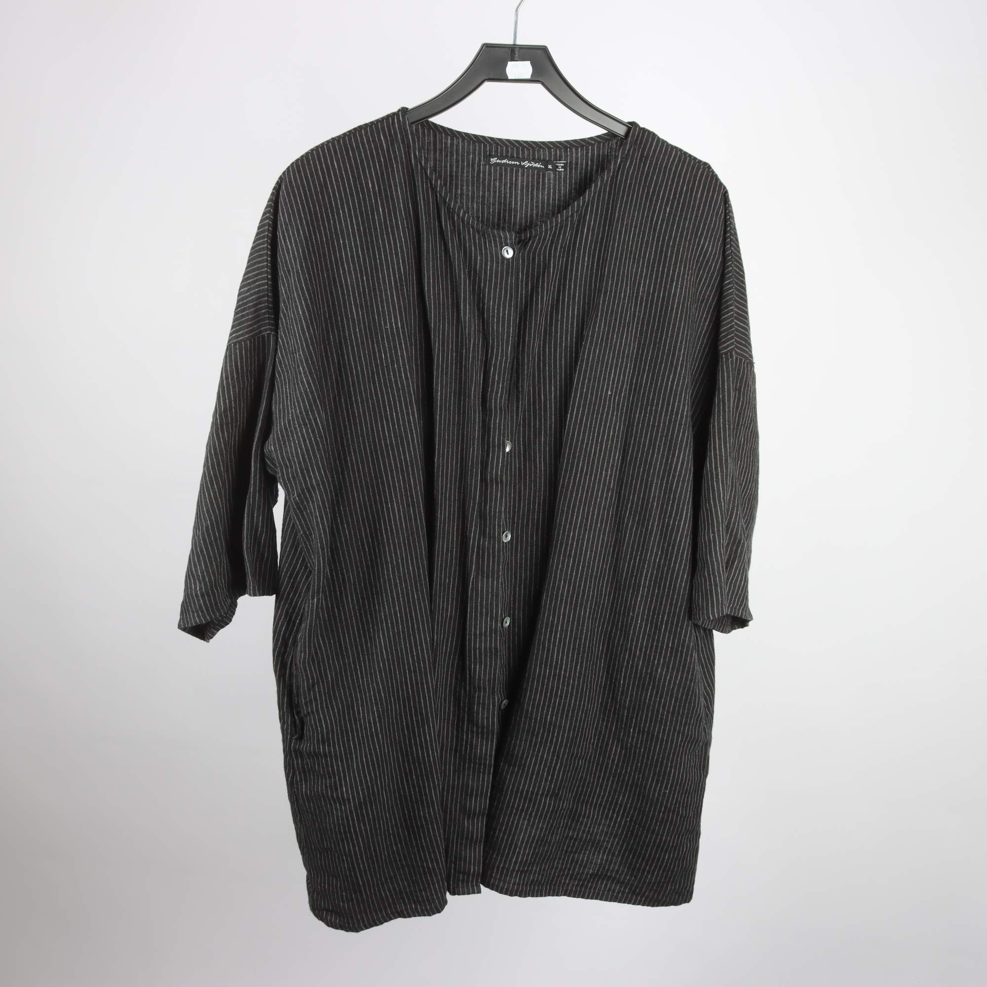 Skjorta/tunika, Gudrun Sjödén, svart, randig, 100% lin, stl. XL