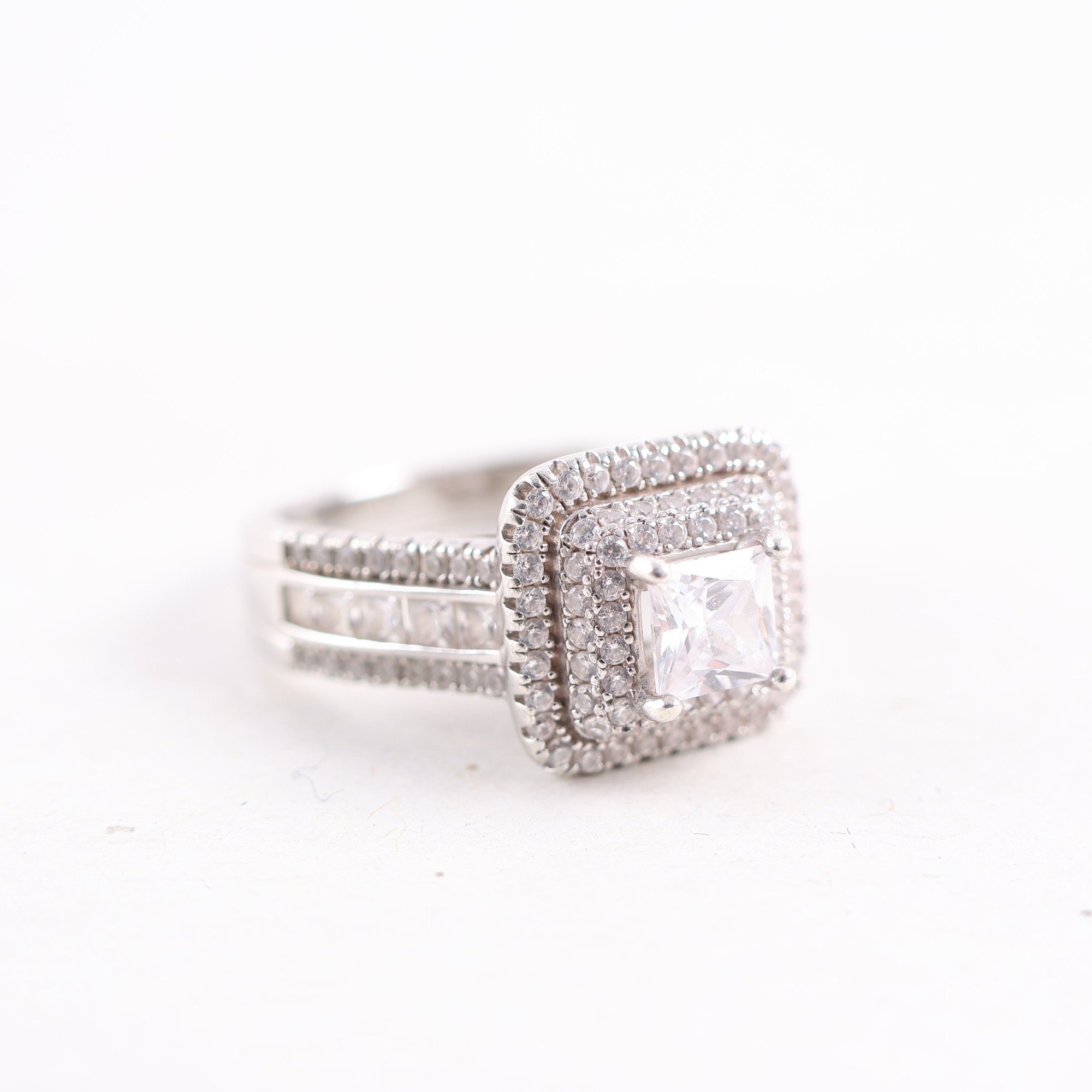 Ring, silver, stenar, glas, brv: 5.8g