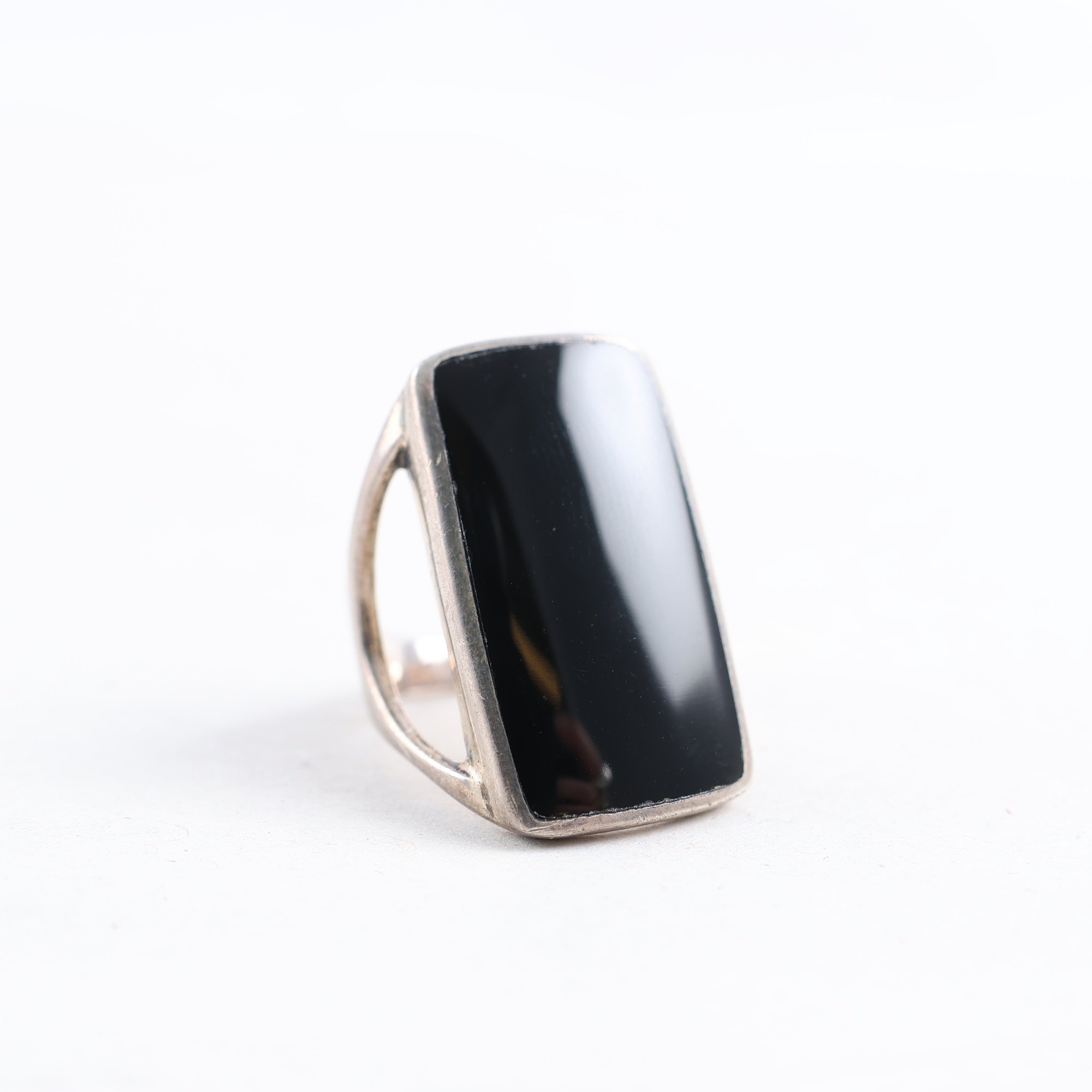 Ring, svart sten, silver 925