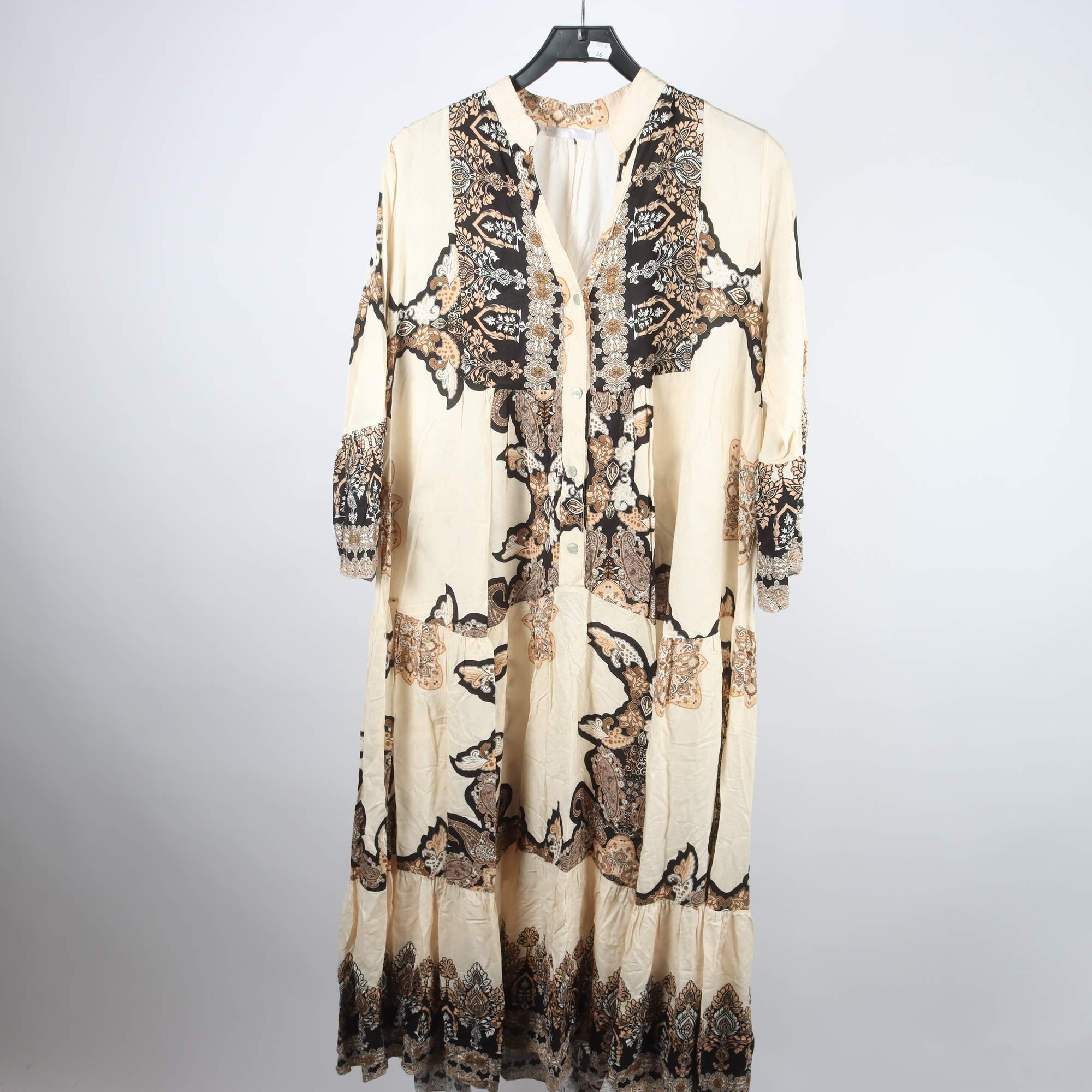 Klänning, Okänt, beige, mönstrad, stl. ca. M/L