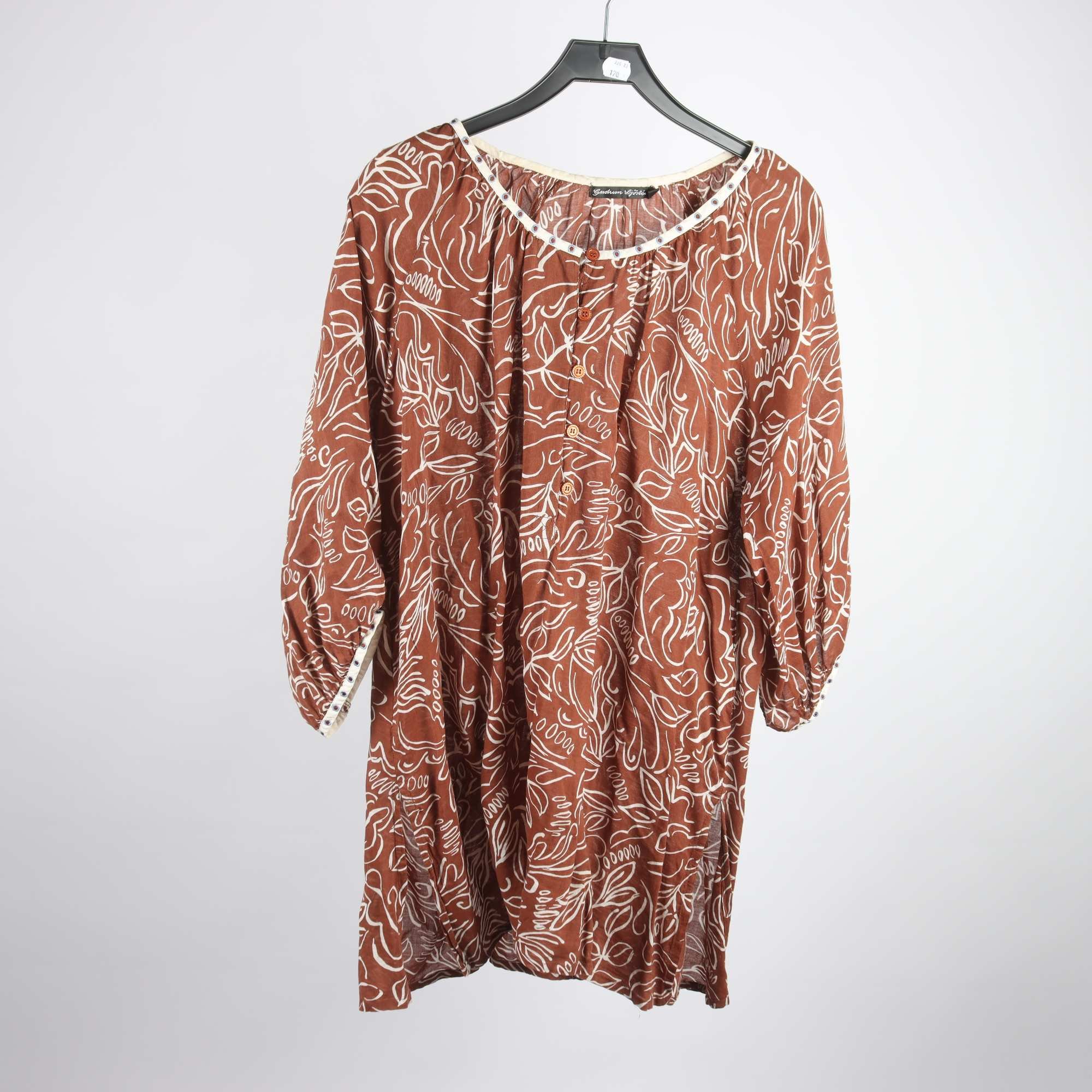 Blus, Gudrun Sjödén, brun, vit, mönstrad, stl. L