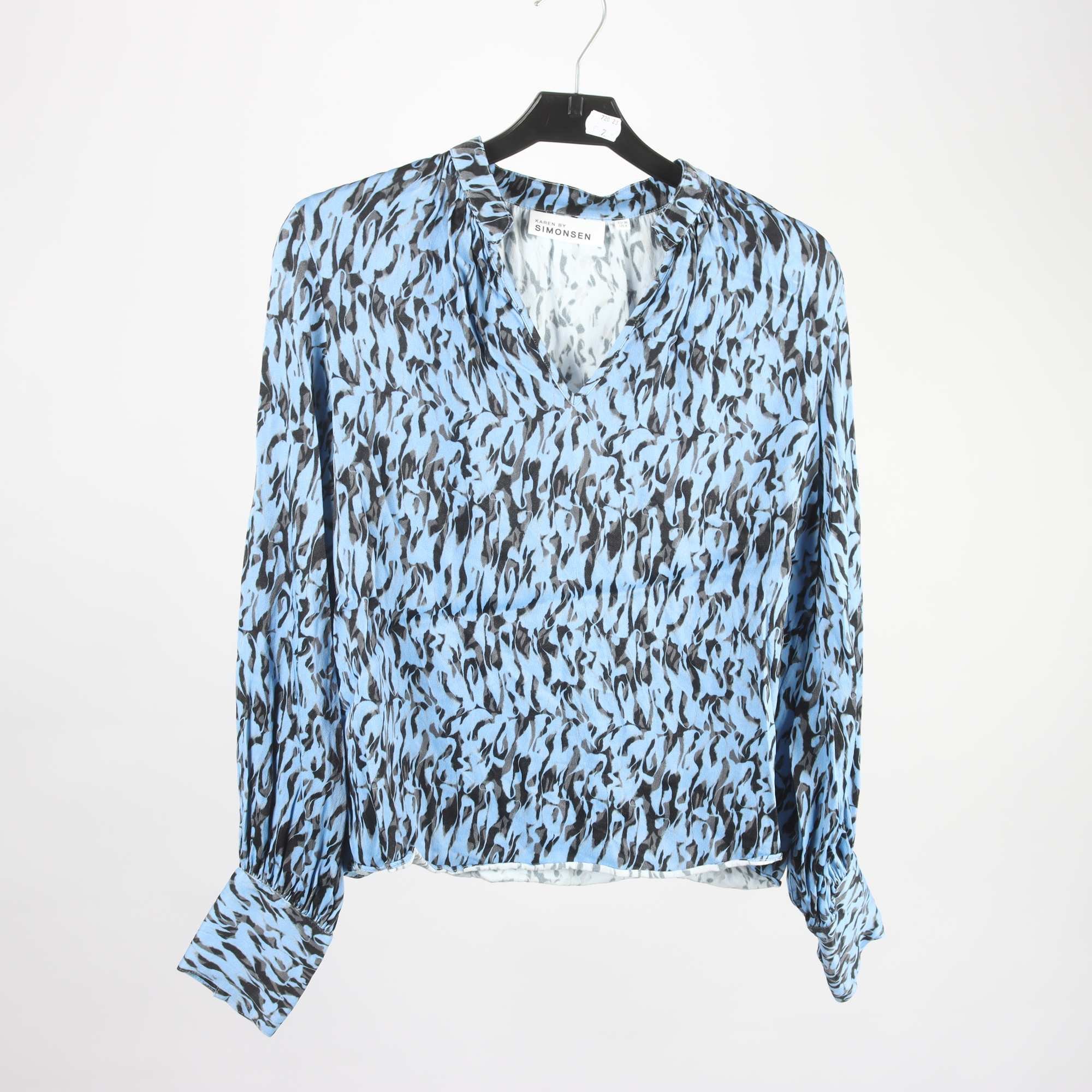 Blus, Karen By Simonsen, blå, mönstrad, stl. 36