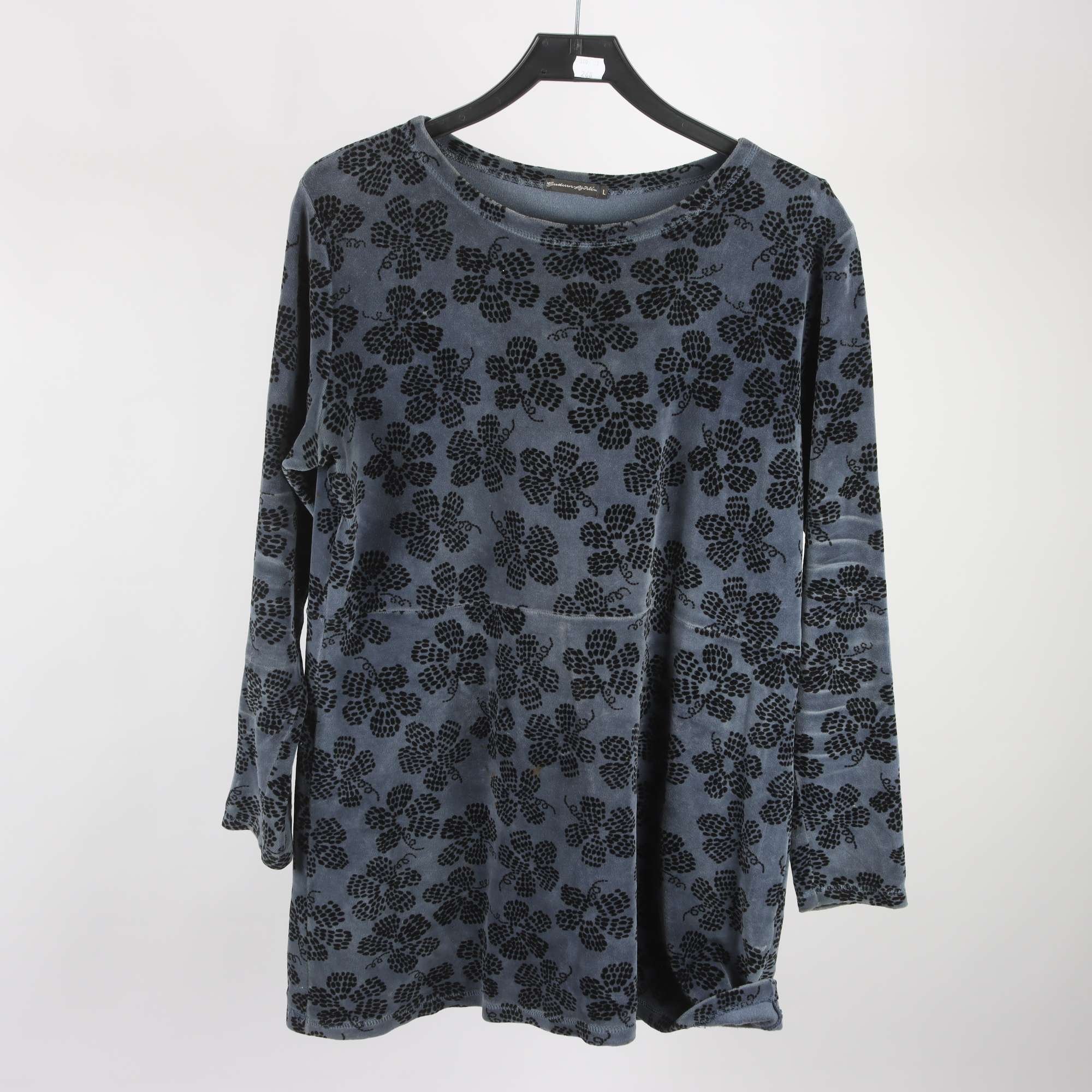 Tröja, Gudrun Sjödén, blå, svart, velour, stl. L