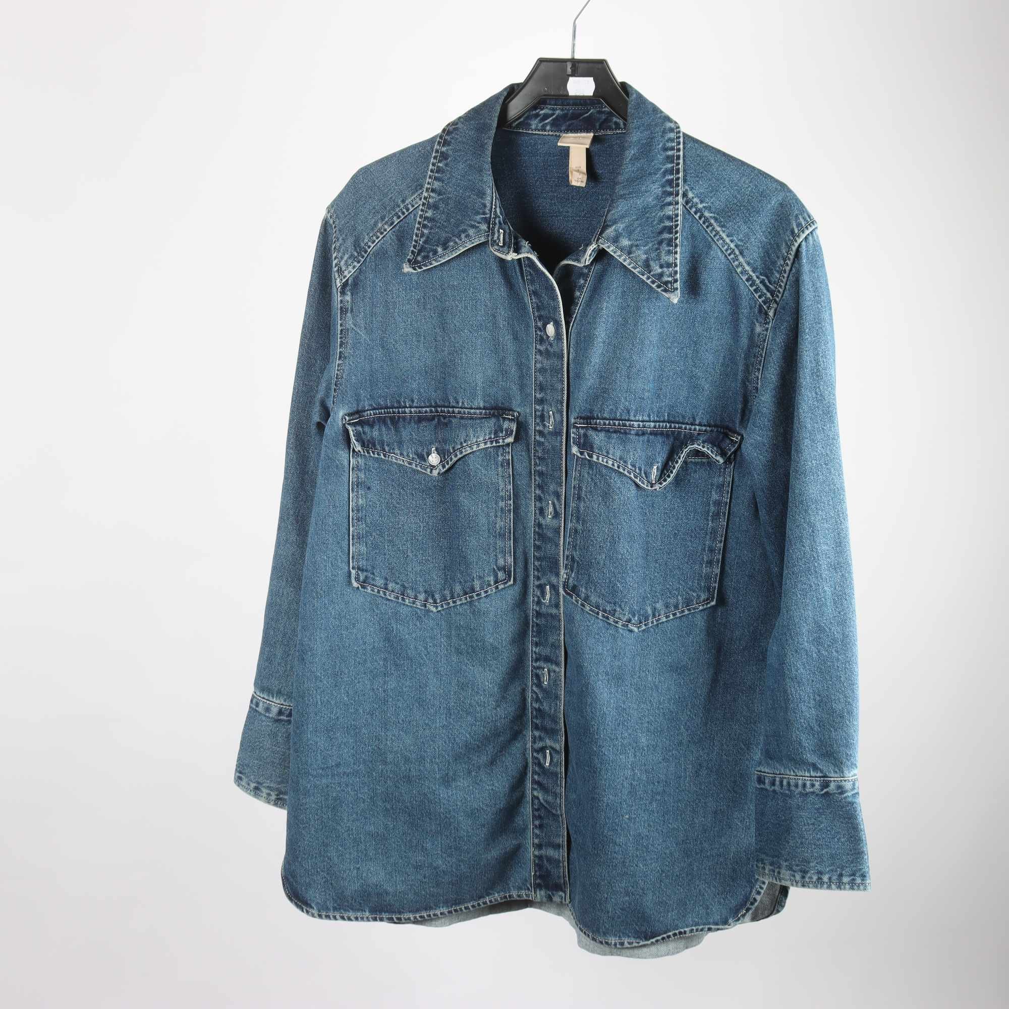 Jeansskjorta, H&M, blå, oversize, stl. S.