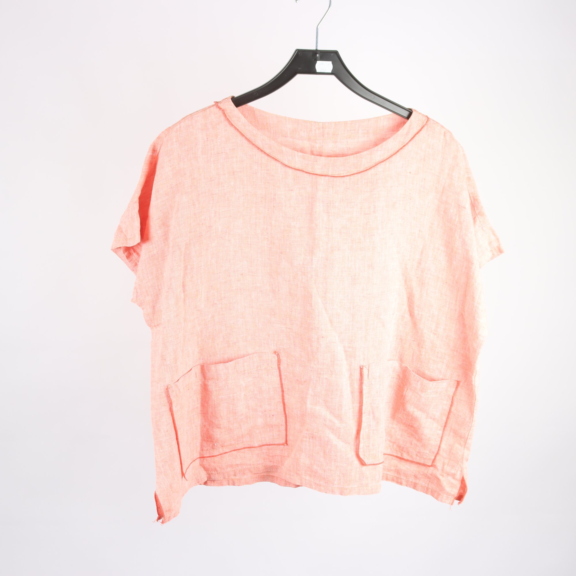 Blus, Okänd, orange, lin, stl. ca. M/L.