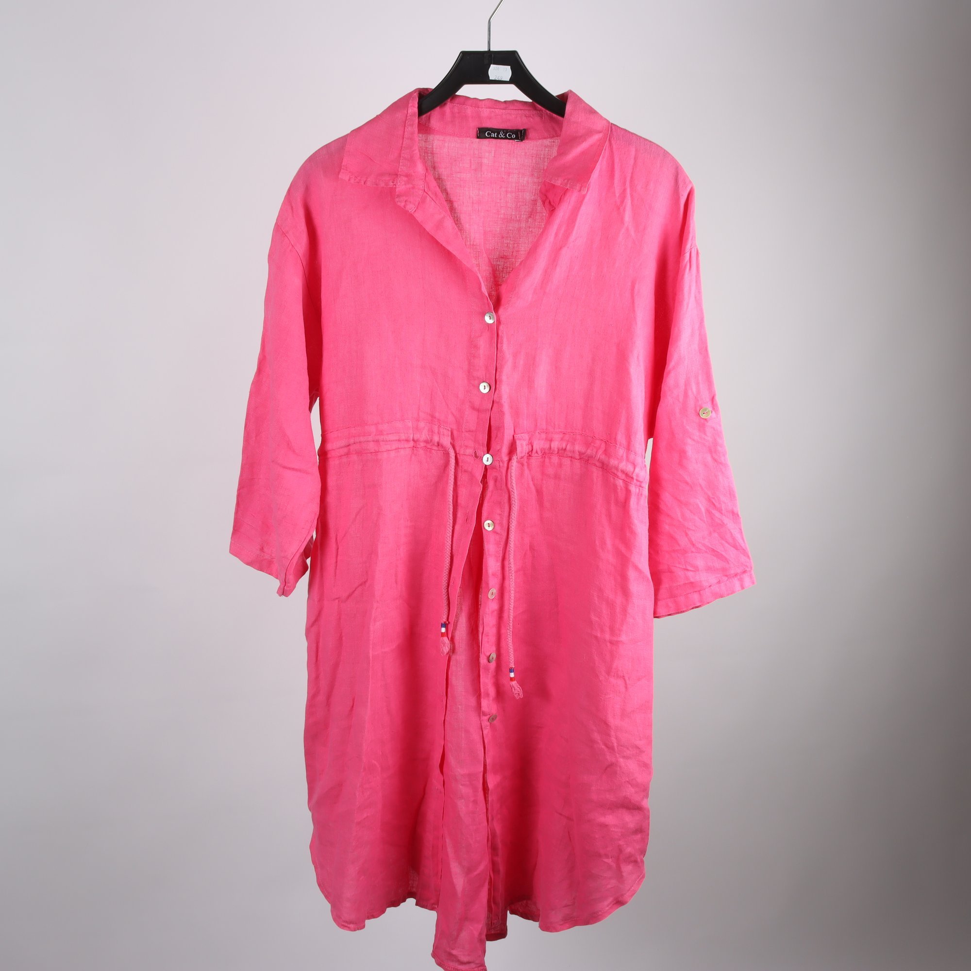 Klänning, Cat & Co, rosa, 100% lin, stl. L/XL.