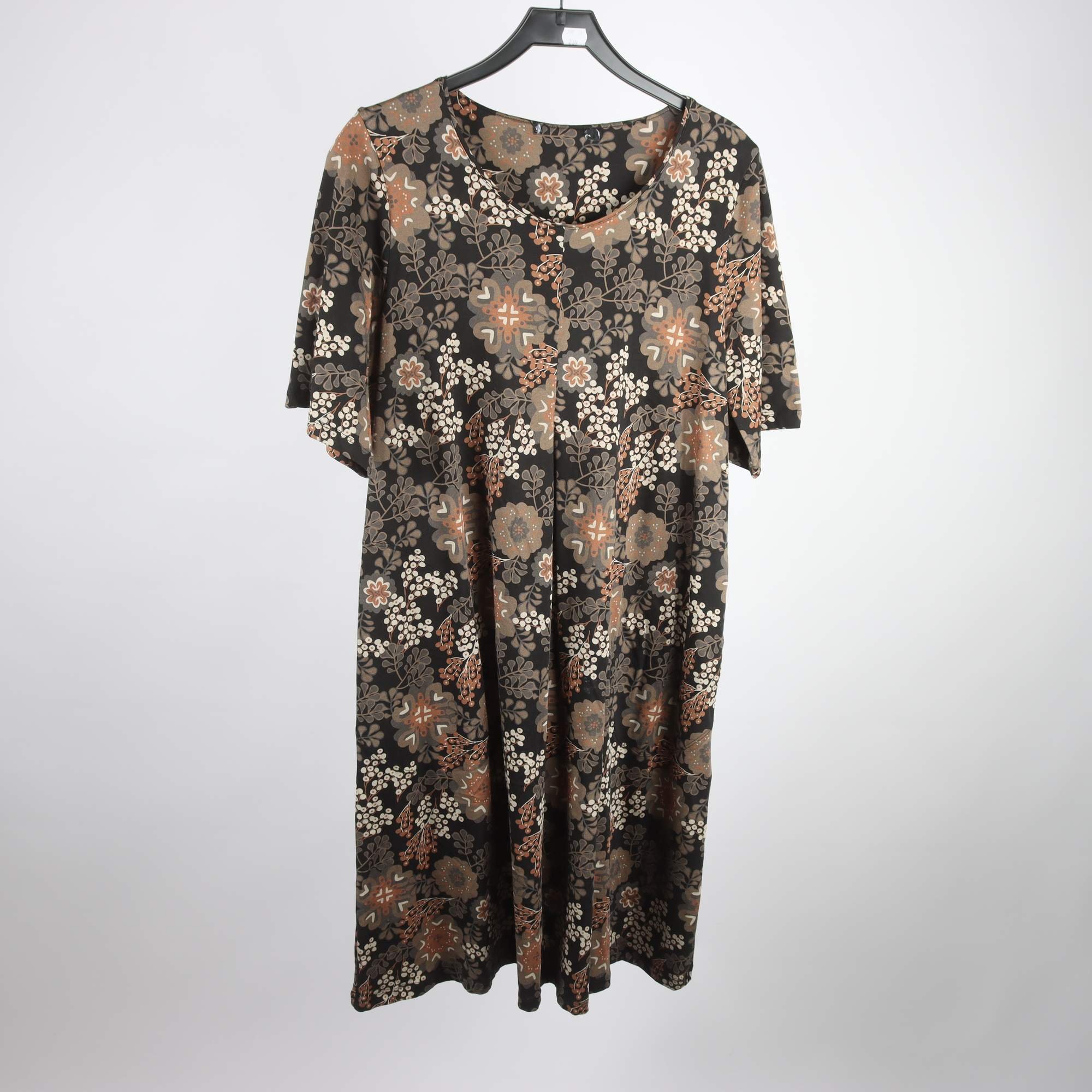 Klänning, Gudrun Sjödén, mönstrad, svart, brun, stl. ca. S/M.