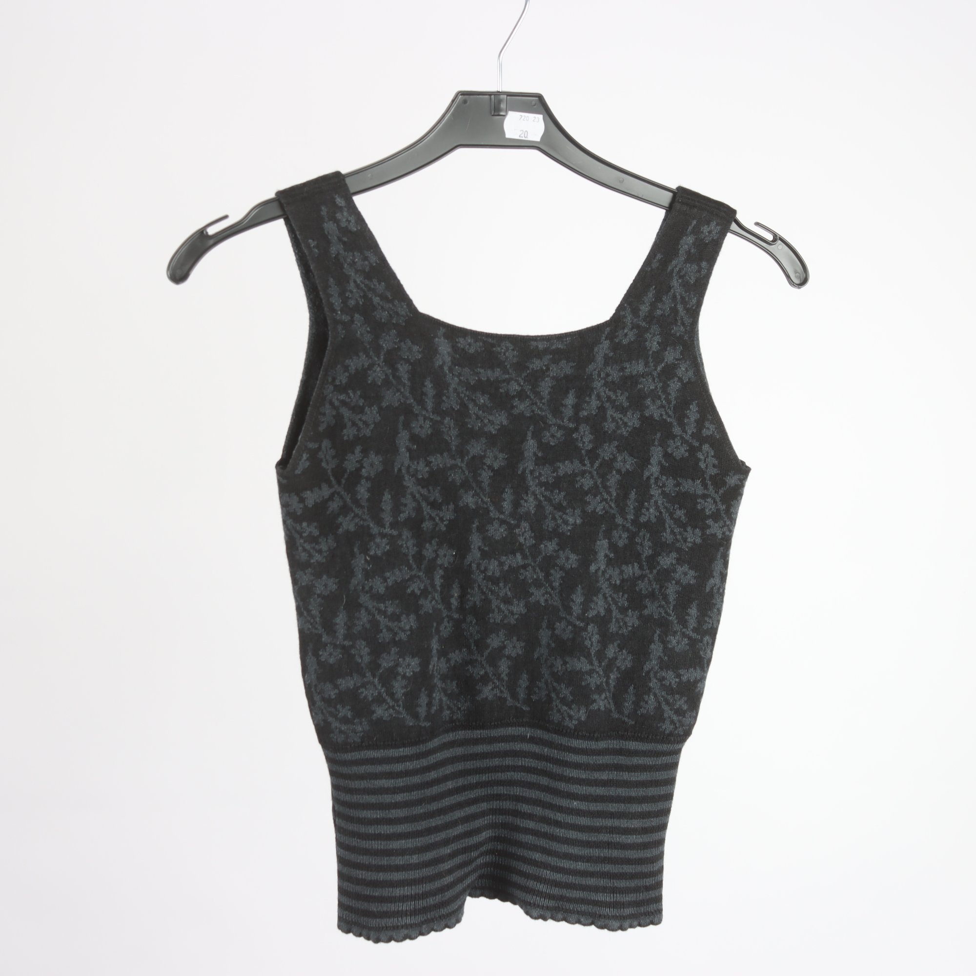 Linne, Oleana, svart, mönstrad, 25% silk, 75% ull, stl. S