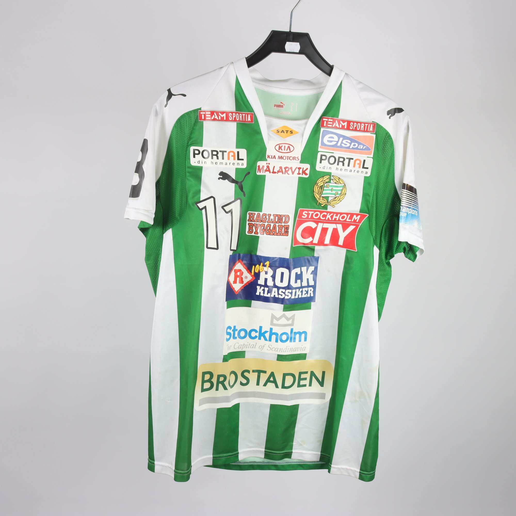 Fotbollströja, Puma, Hammarby, HIF, vit, grön, stl. L.