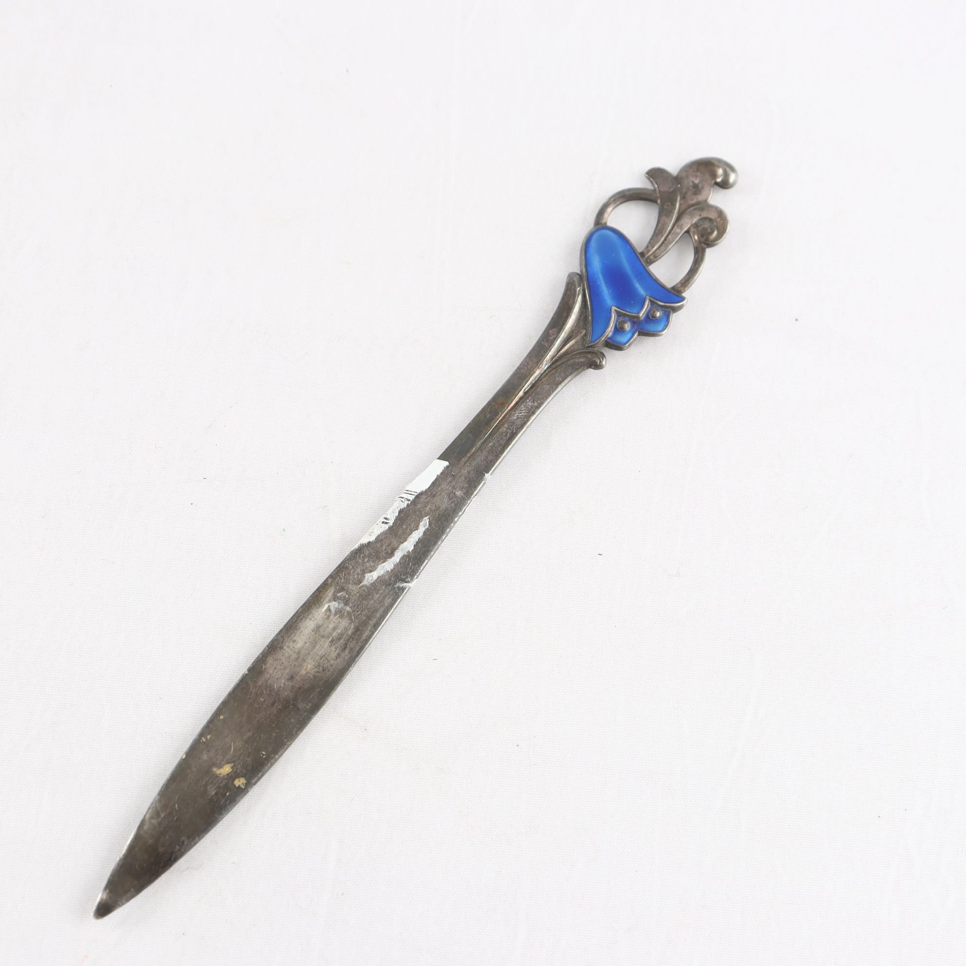 Brevkniv m blåklocka, sterlingsilver, Norge