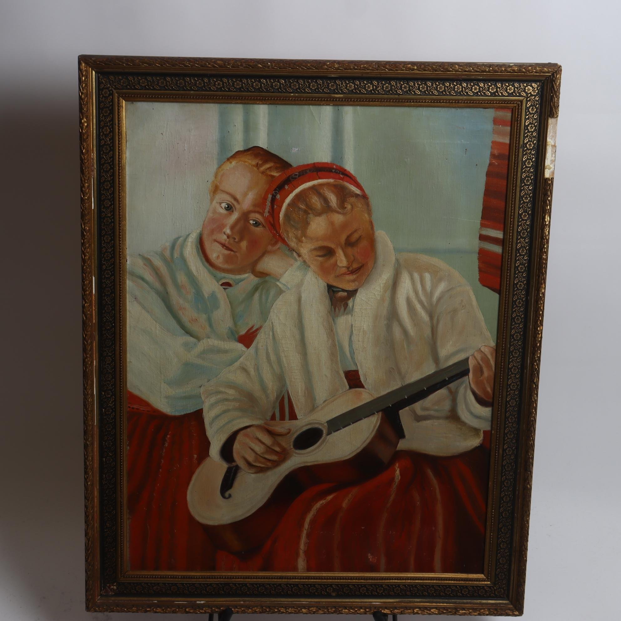 Oljemålning, ”Anna och Karin”, efter Gustaf Ankarcrona. Endast avhämtning.