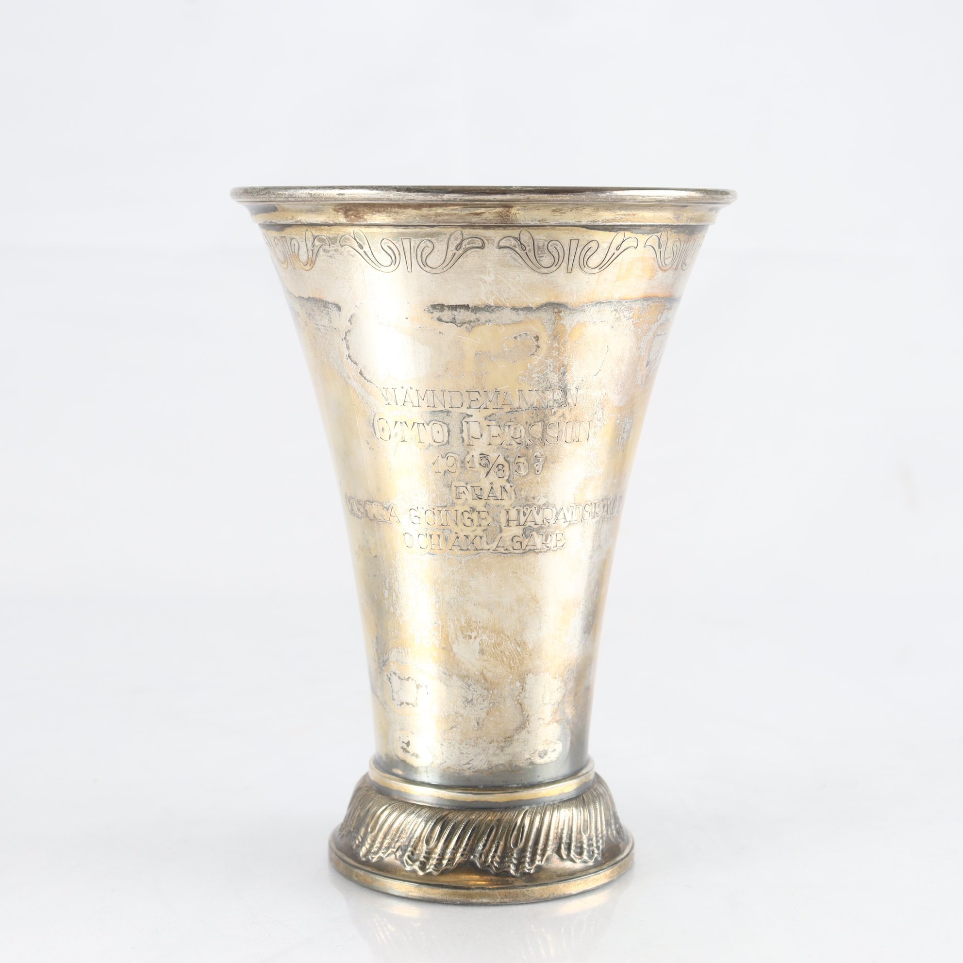 Pokal, silver, kattfot, MGAB, 1952