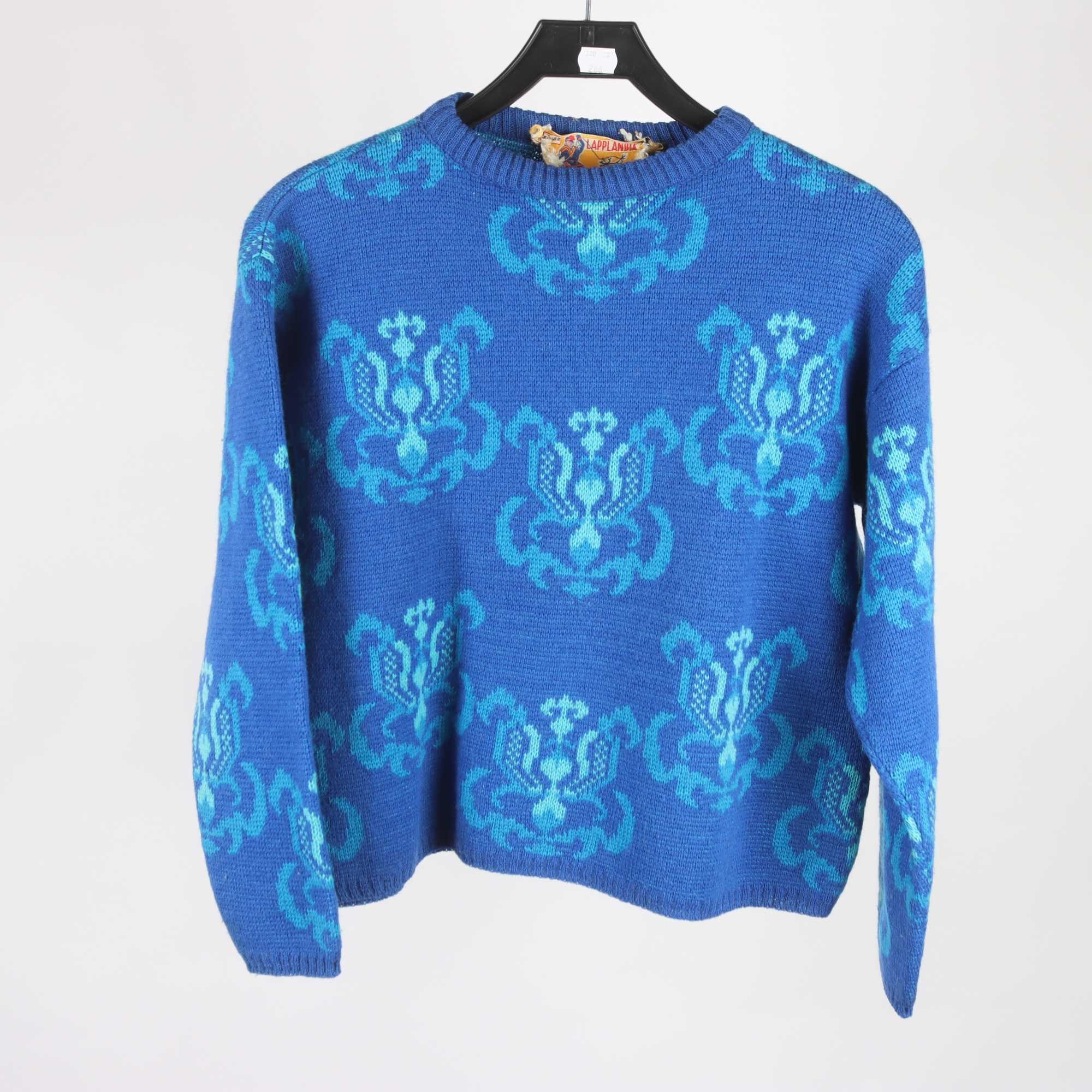 Tröja, Kåwe Lappland, blå, 100% ull, retro, stl. ca. XS/S.
