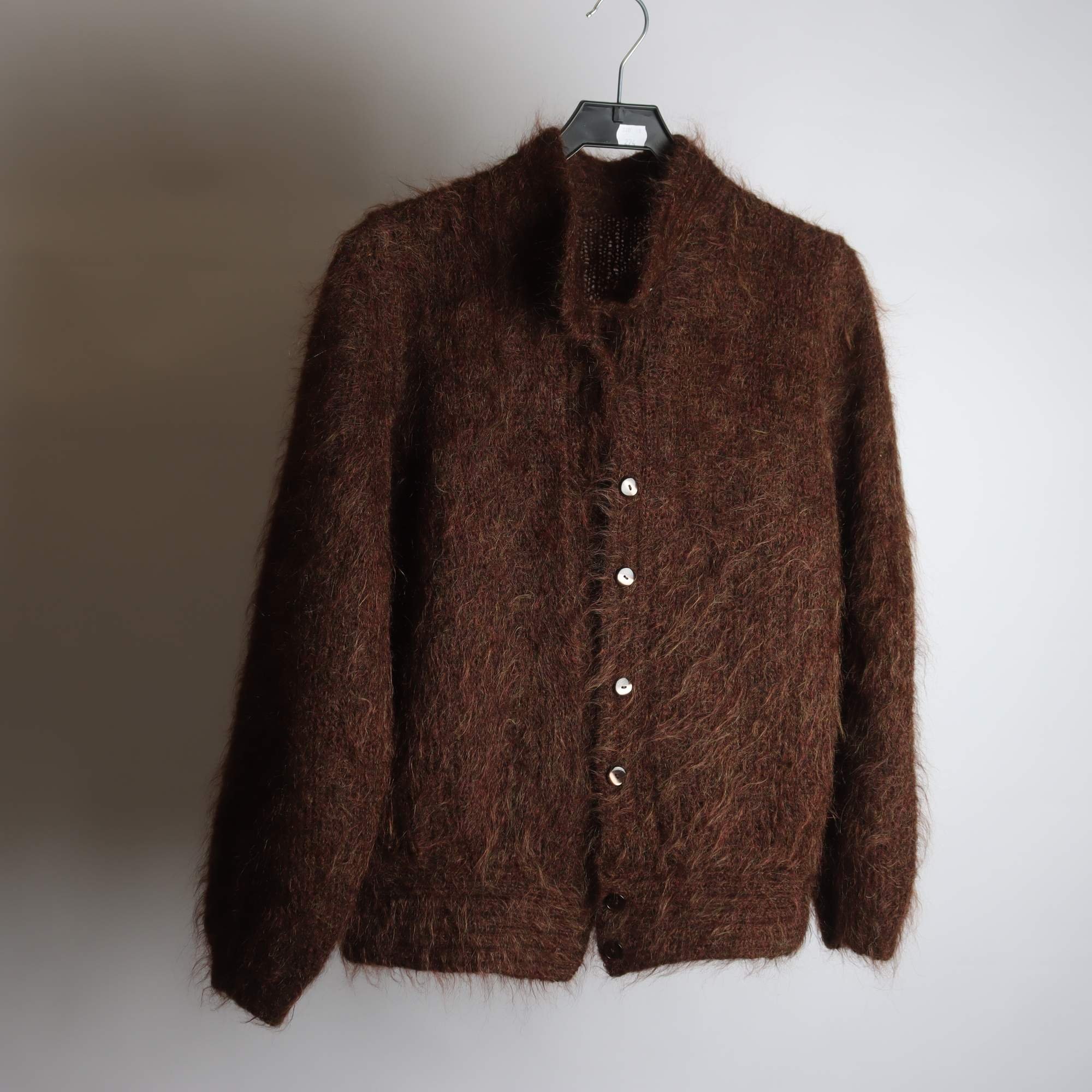 Kofta, Okänd, brun, ull, mohair, stl. ca. M.