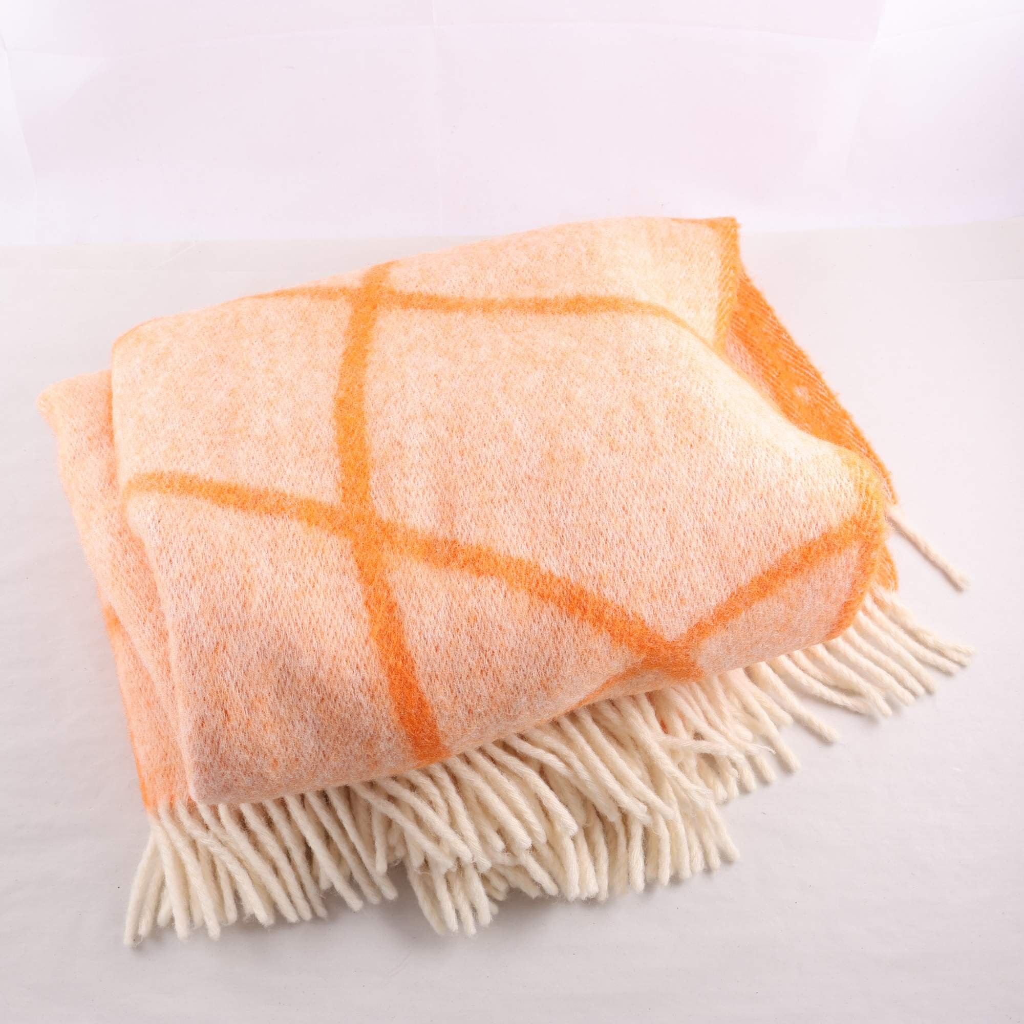 Filt, Klippan, orange, 100% ull.