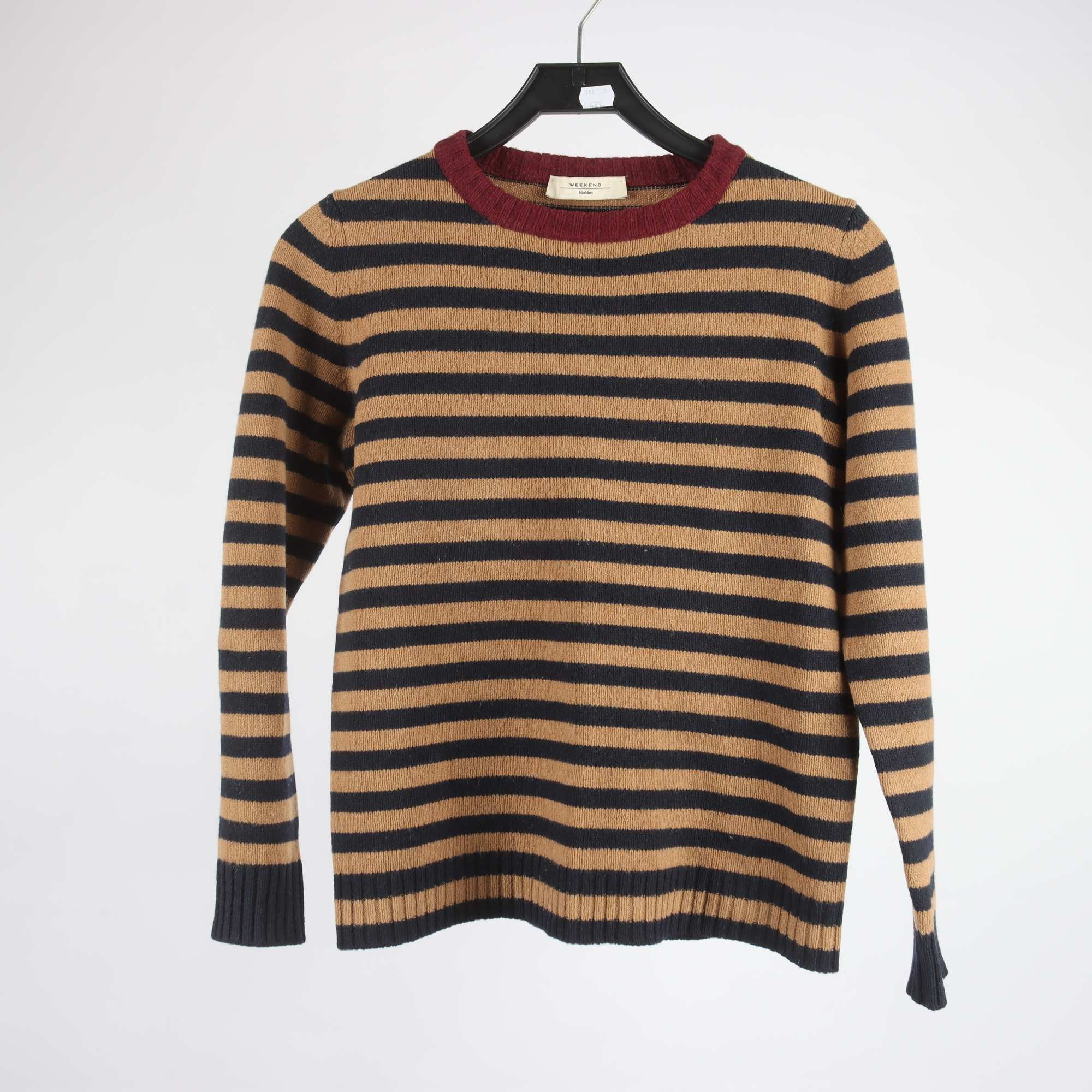 Tröja, Max Mara x Weekend, randig, brun, blå, 97% cashmere, 3% ull, stl. S.