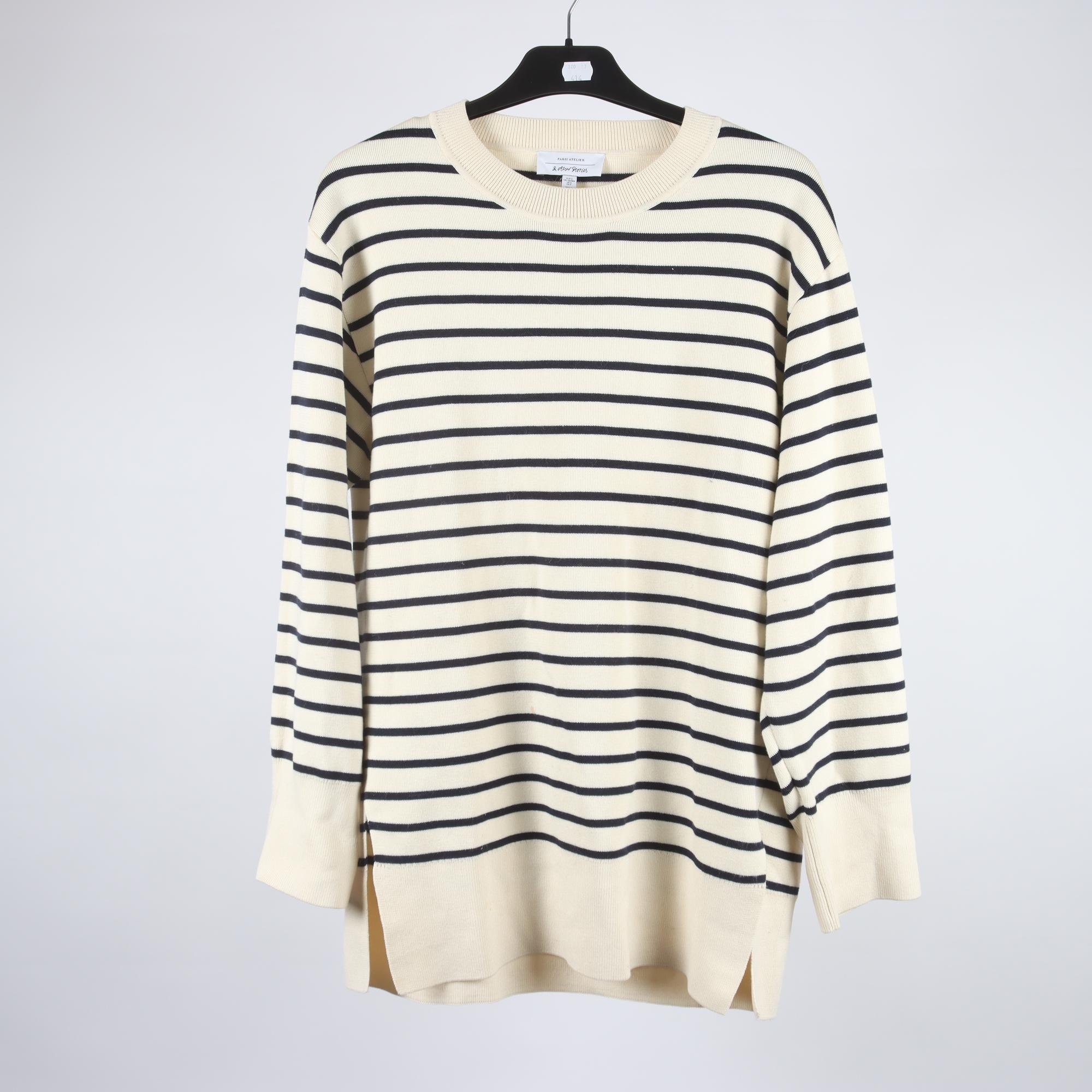 Tröja, & Other Stories, randig, beige, blå, oversize, stl. S.
