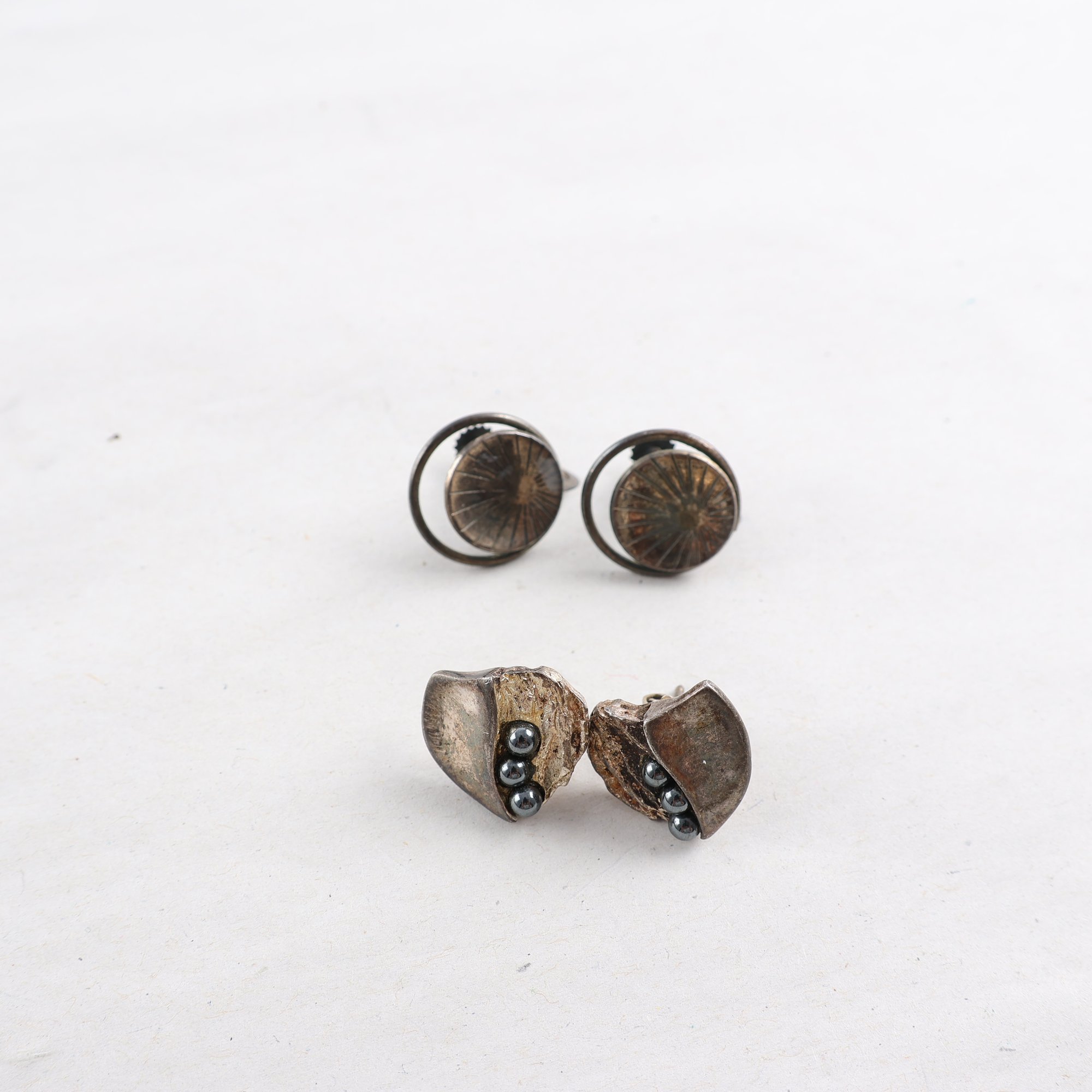 Örhängen, silver, vintage, två par, brv: 9 g