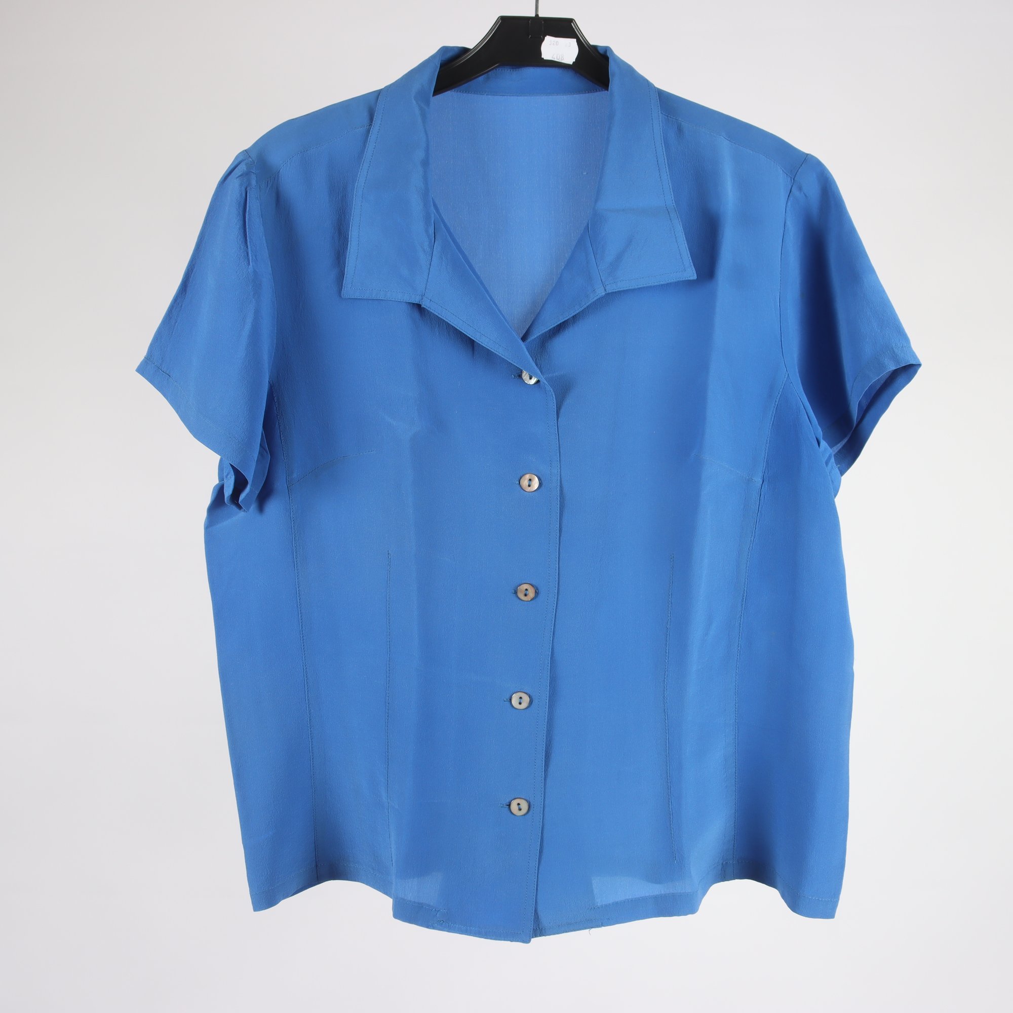 Blus, Siden Selma, kornblå, 100% silke, stl. M.