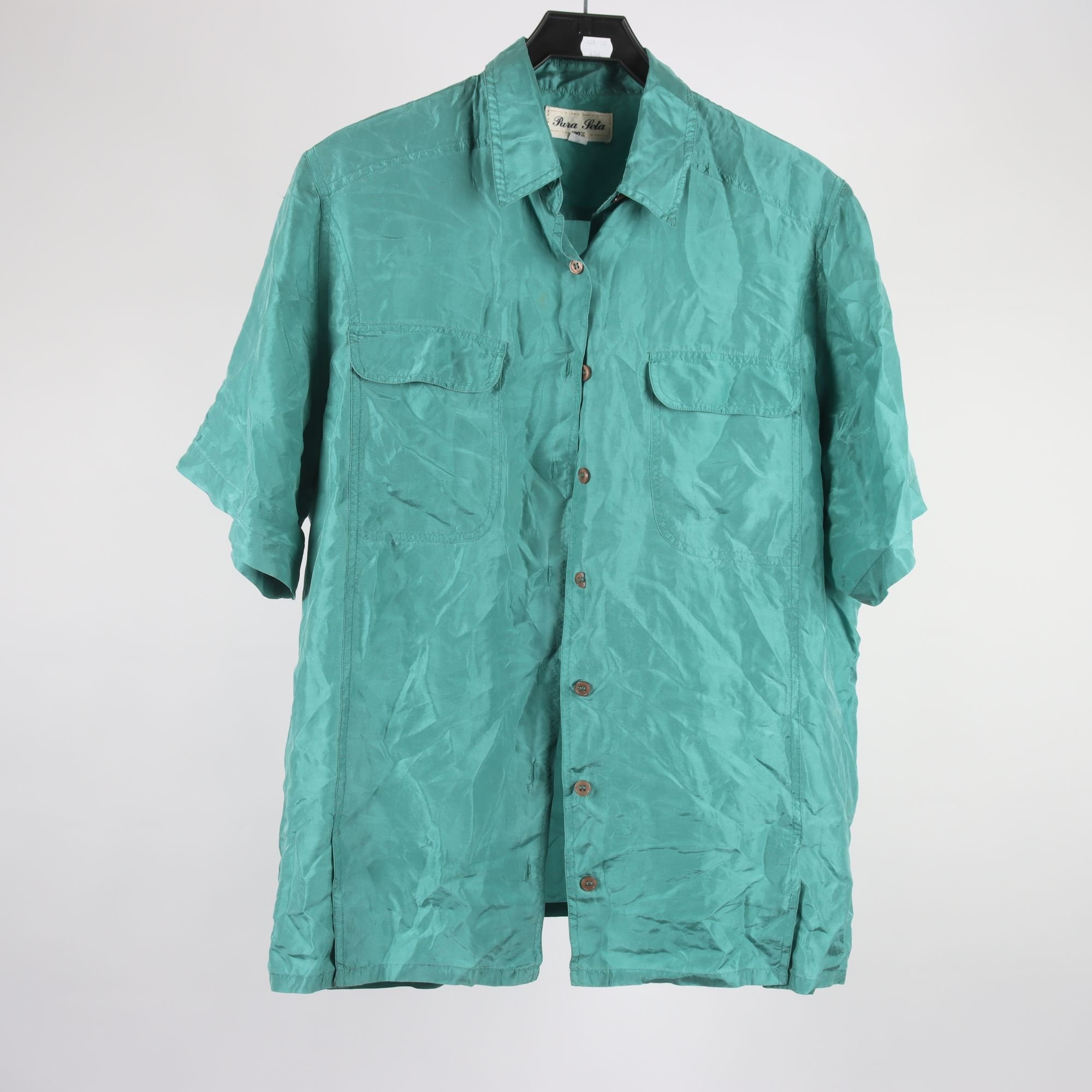 Blus, Pura Seta, grön, 100% silke, stl. S.