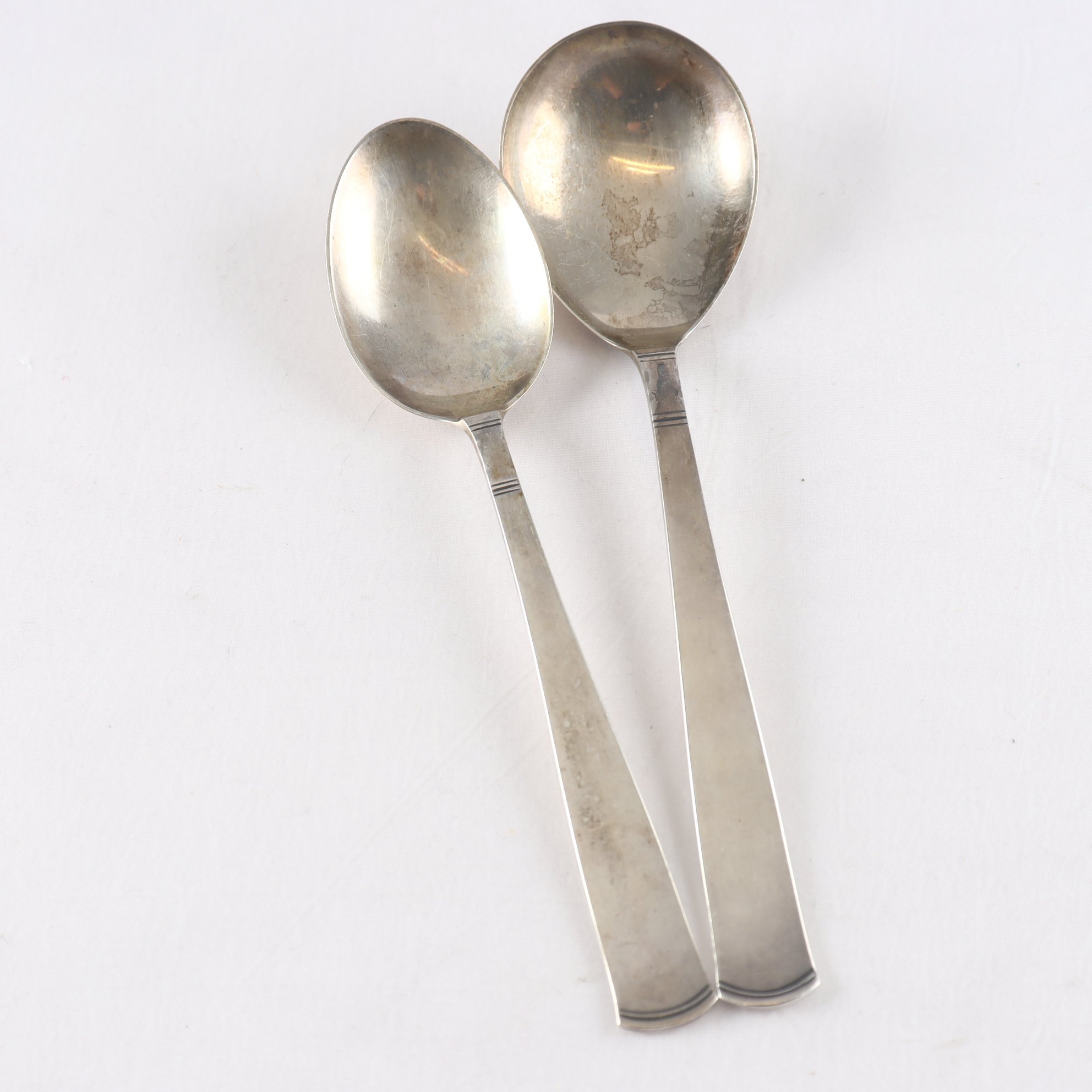Serveringsskedar. Silver 830, ”Rosenholm”, Jacob Ängman, 1950-tal, 2 st