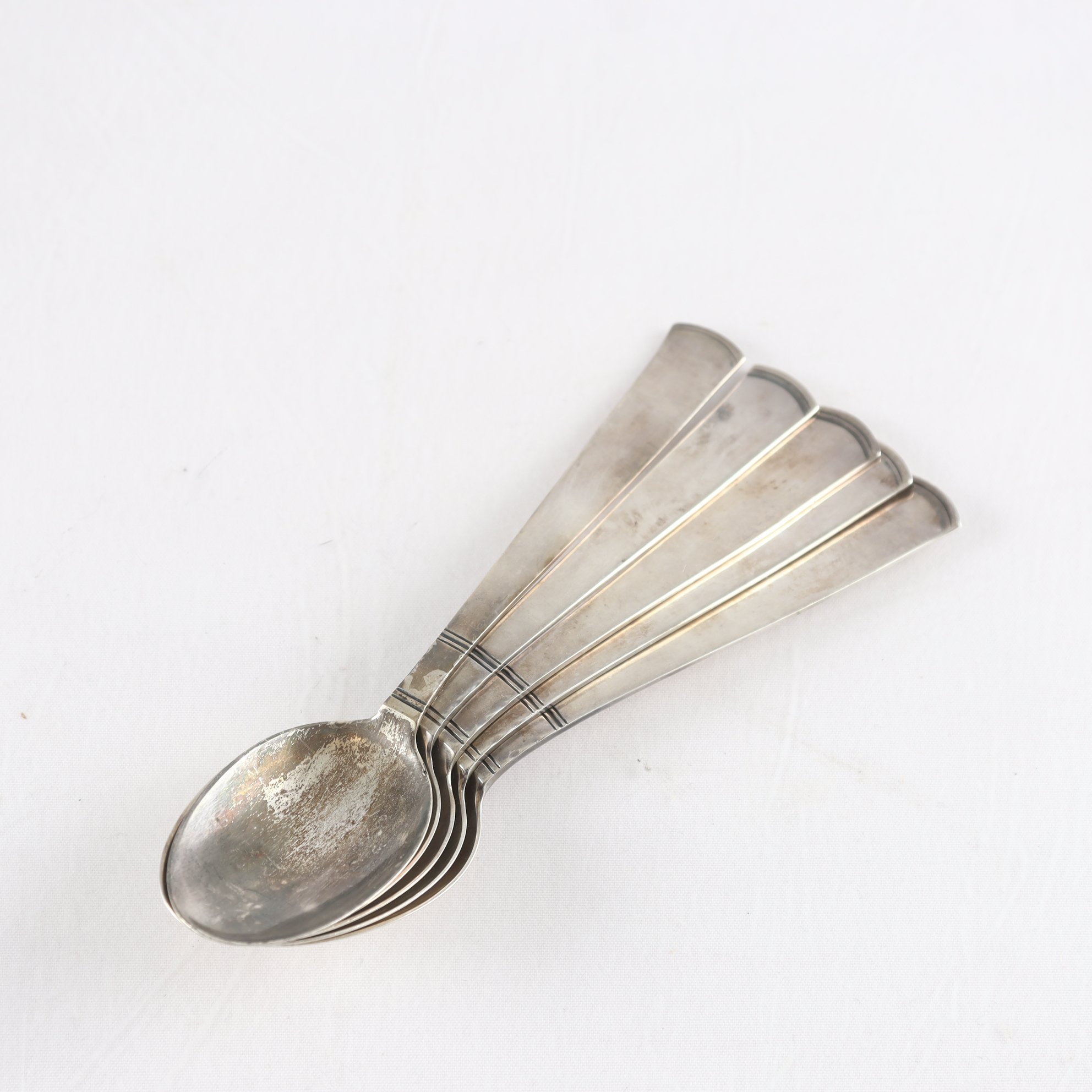 Teskedar, Silver 830, ”Rosenholm”, Jacob Ängman, 1950-tal, 5 st