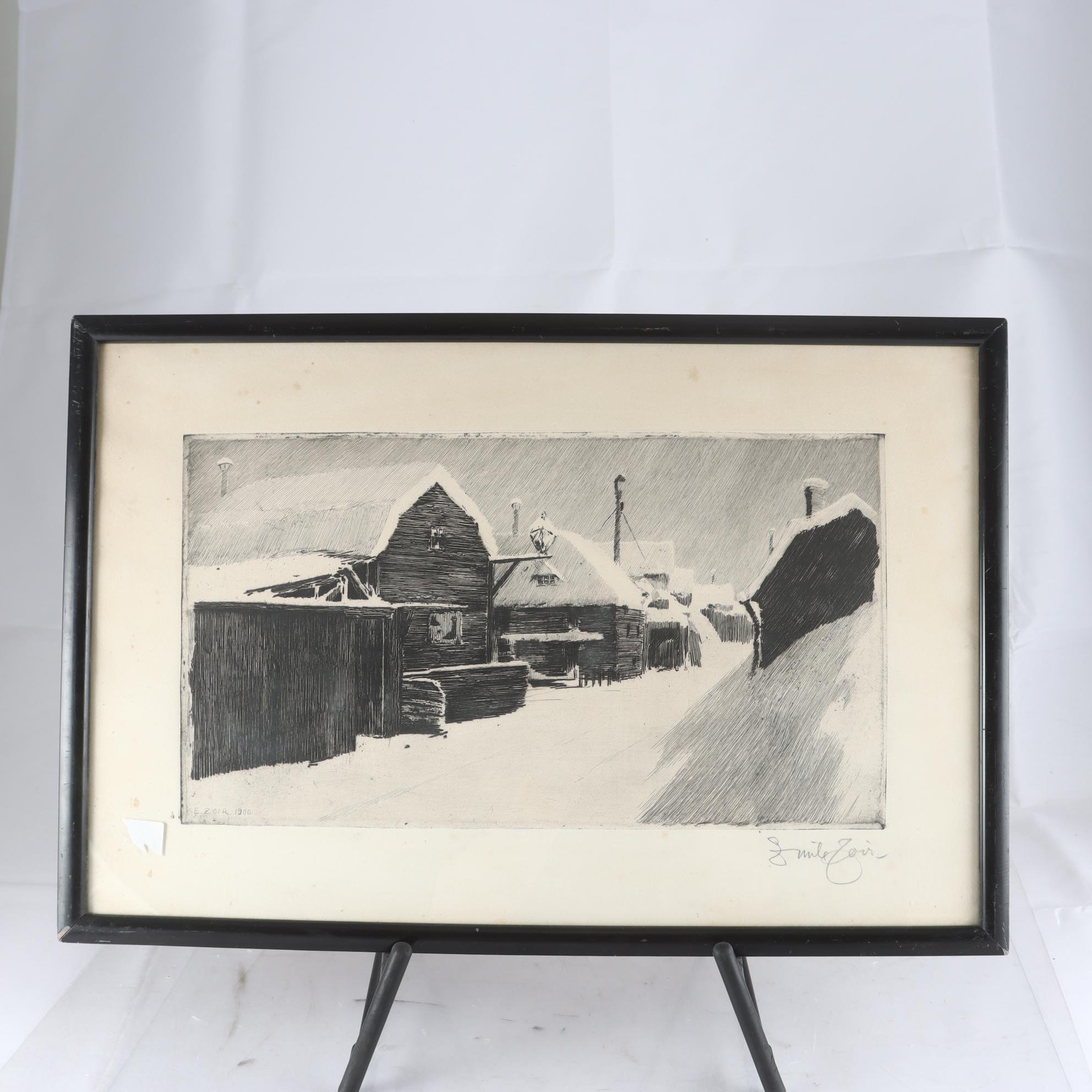 Etsning, Emile Zoir, (1867-1936), sign. Endast avhämtning.
