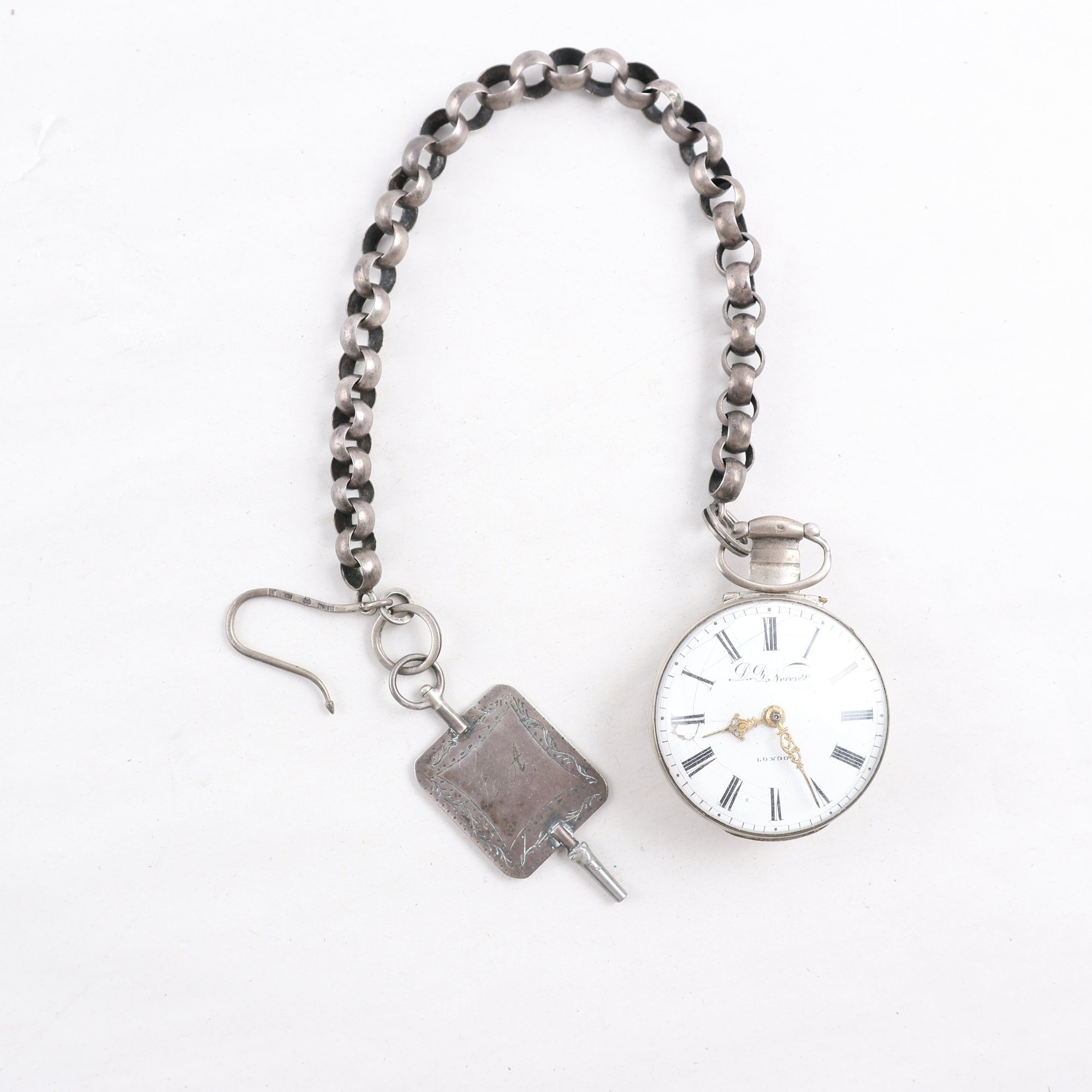 Spindelur, silver, antikt, 1800-tal, D.D.Neveren, London, brv: 97,9 g