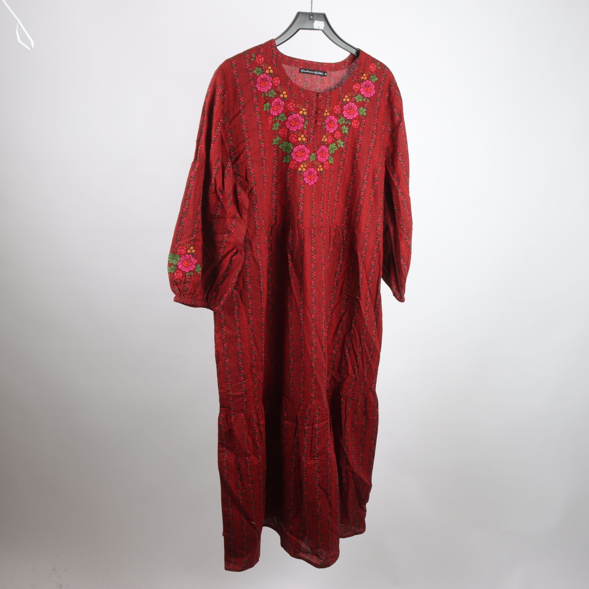 Klänning, Gudrun Sjödén, vinröd, blommig, stl. XL