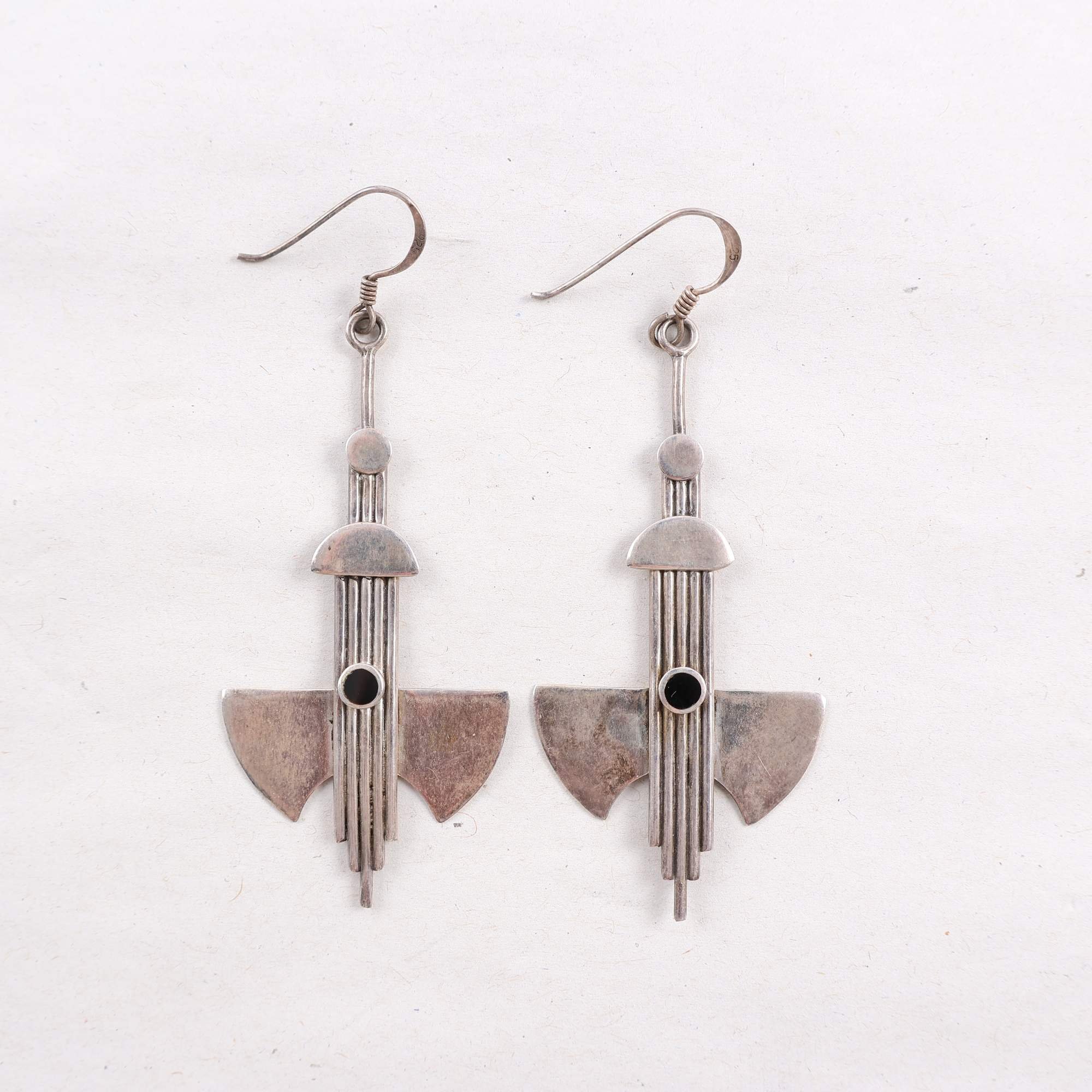 Örhängen, silver, onyx, vintage, vikt: 8,9 g