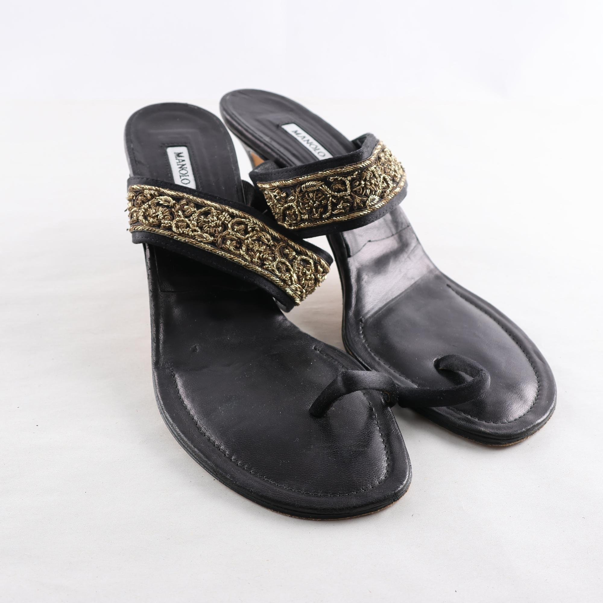 Sandaletter, Manolo Blahnik, läder, stl. 38.5