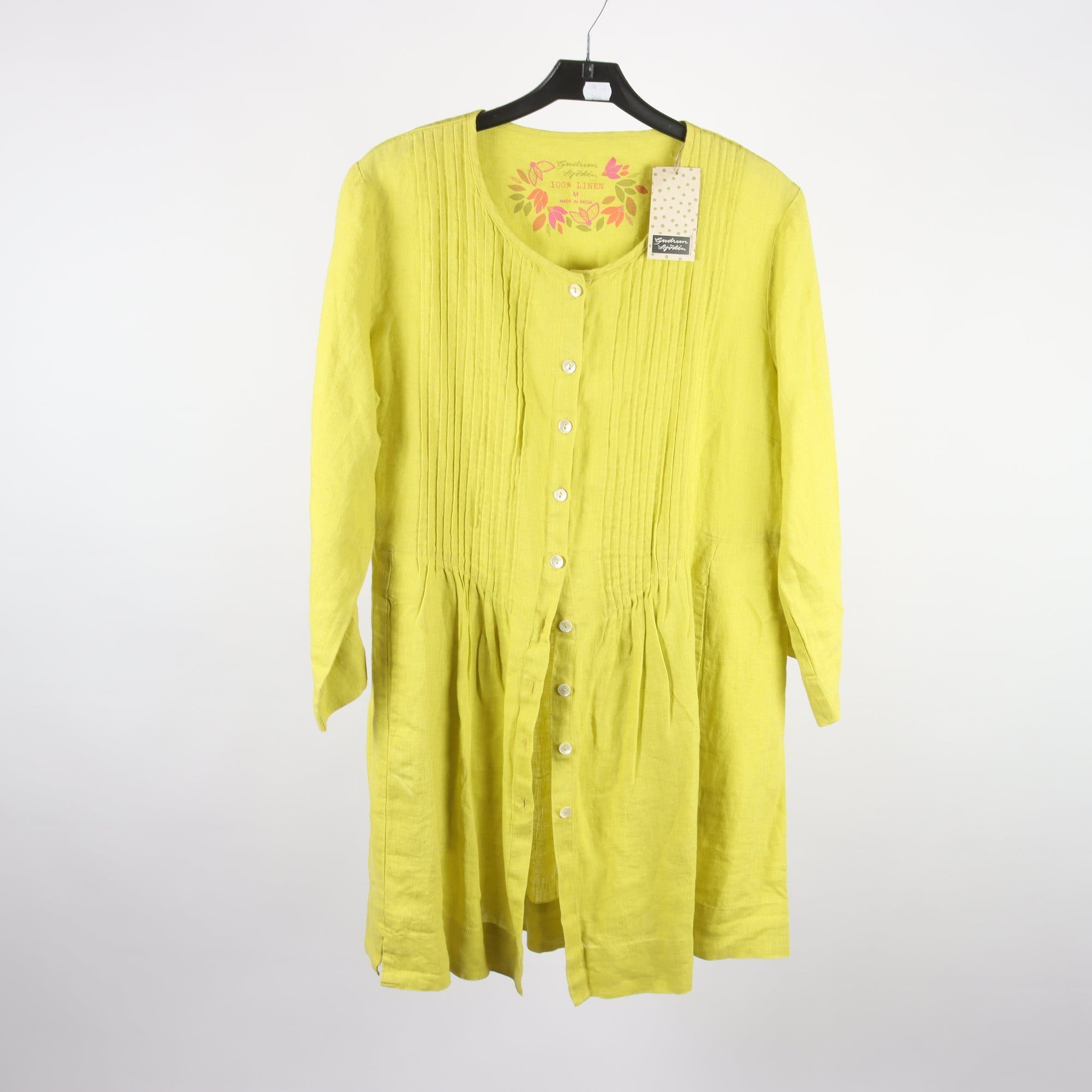 Klänning, Gudrun Sjödén, limegrön, 100% lin, stl. M.