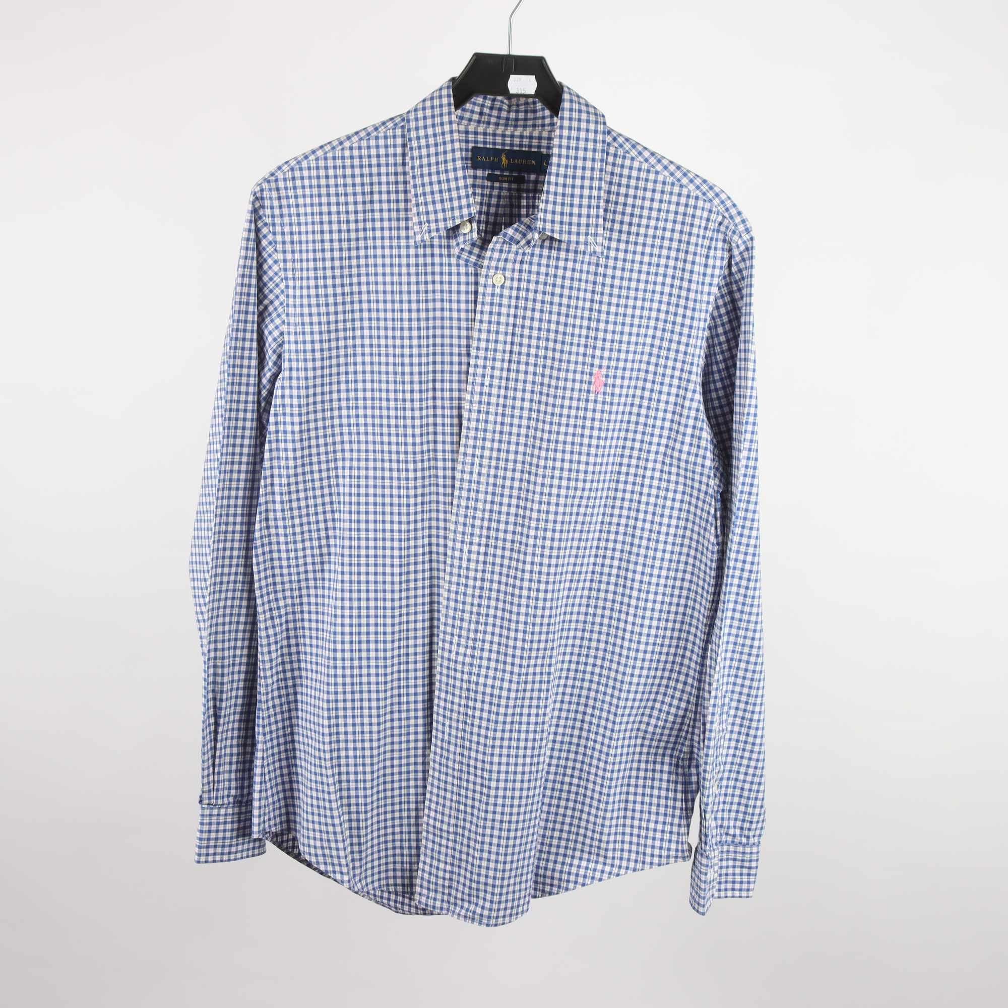 Skjorta, Ralph Lauren, rutig, blå, slim fit, stl. L.