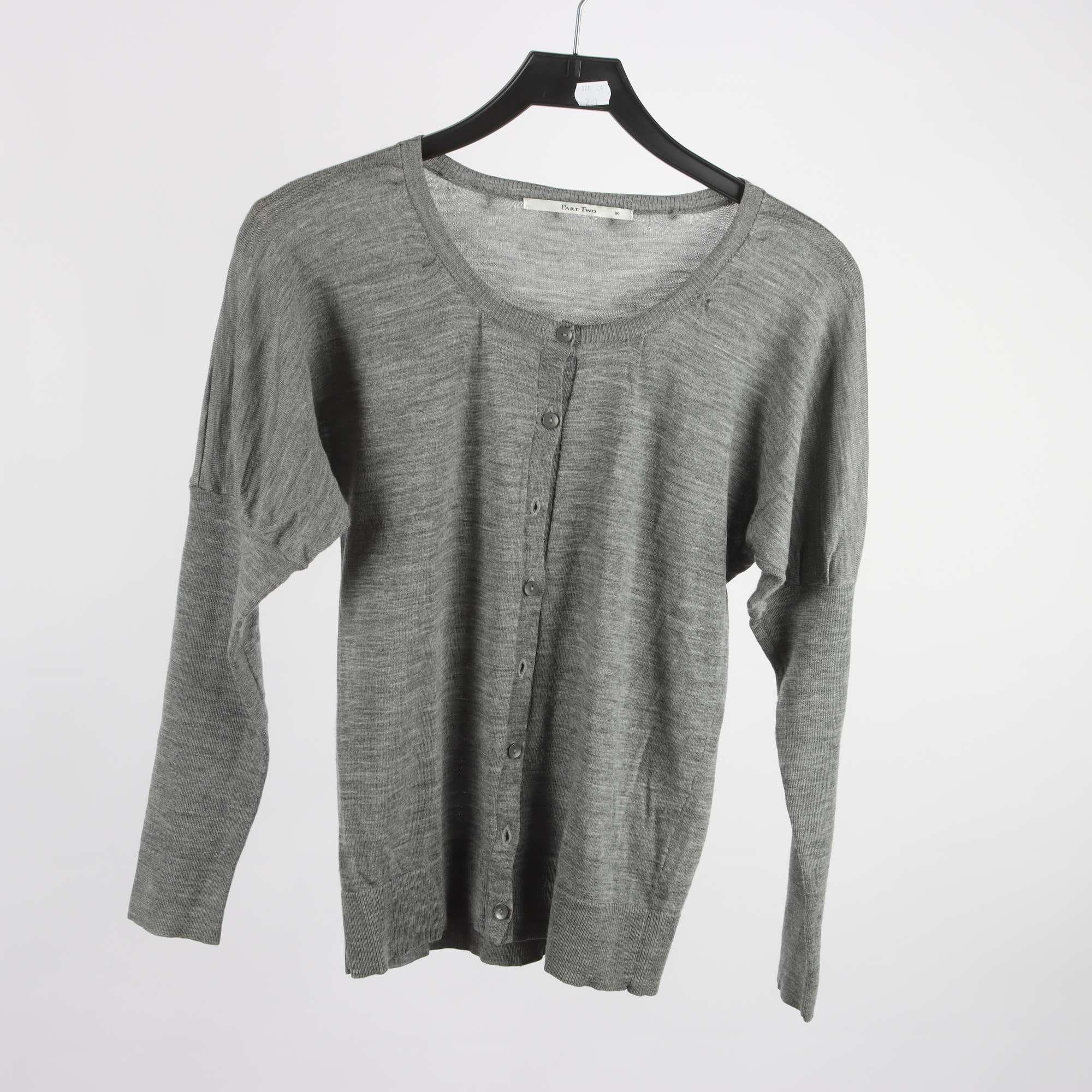 Kofta, Part Two, grå, 100% merino ull, stl. M.