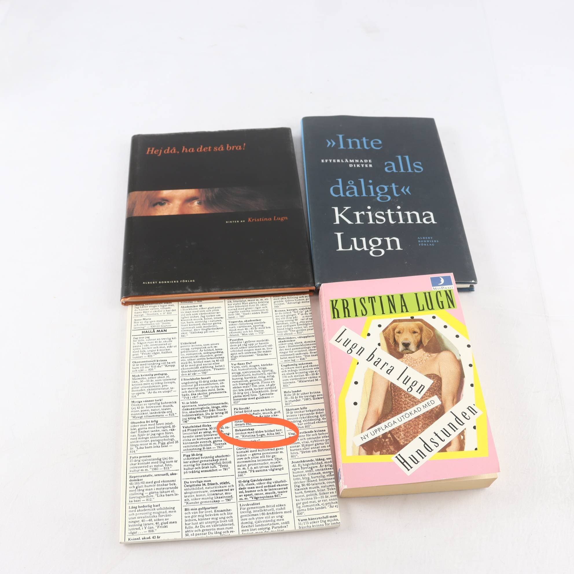 Kristina Lugn, bokpaket med 4 volymer