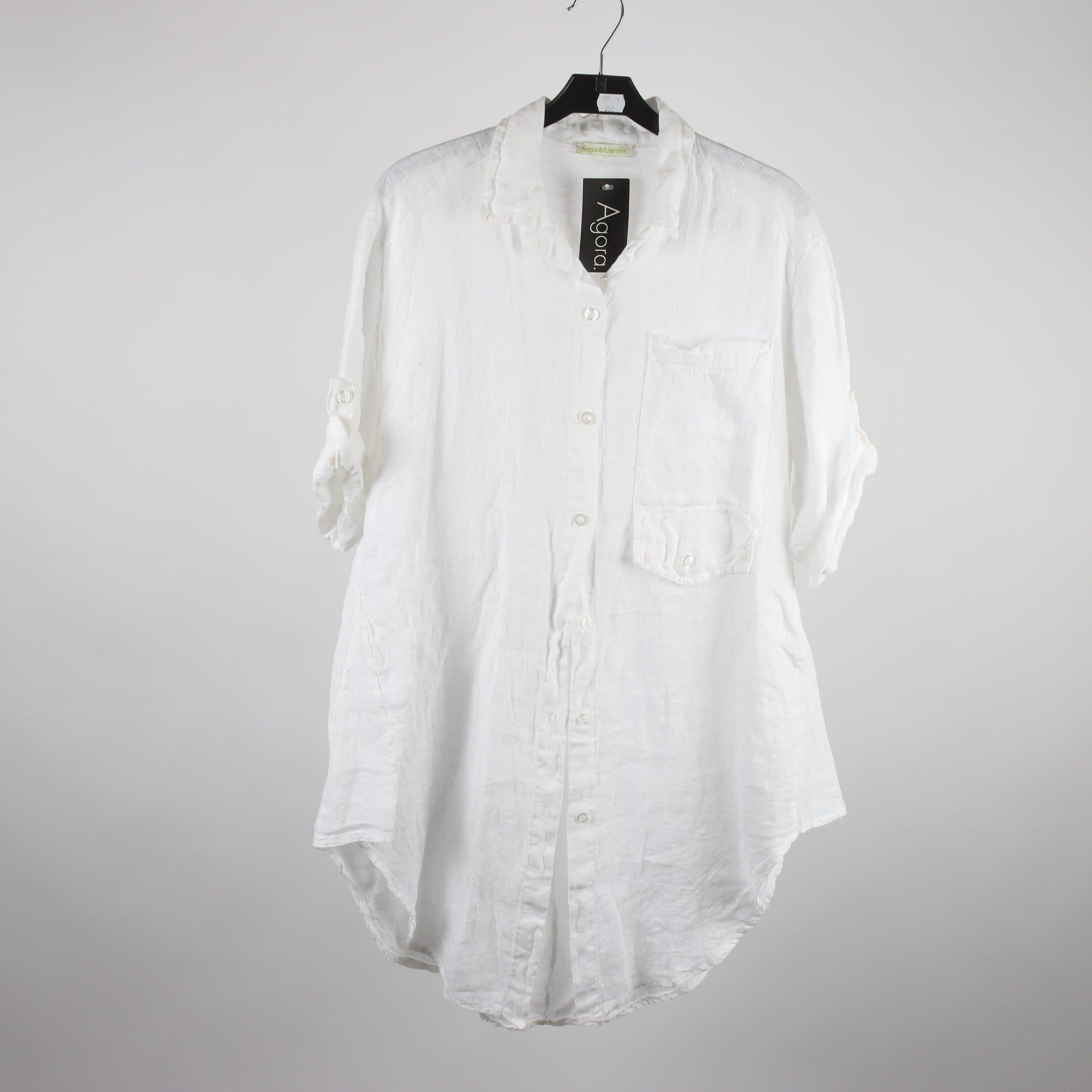 Blus, Acqua & Limone, vit, 100% lin, stl. ca. M.
