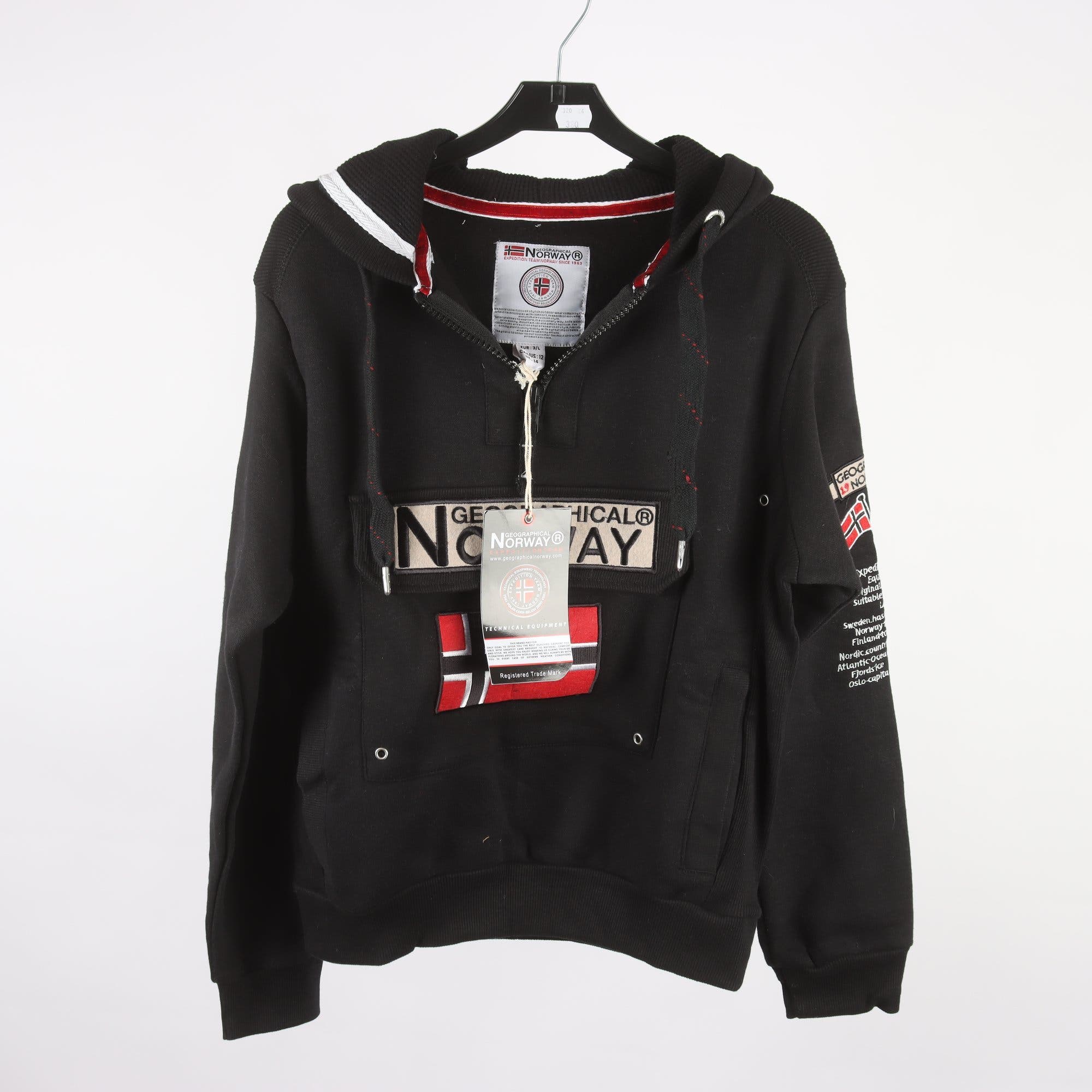 Hoodie, Geographical Norway, svart, stl. L.