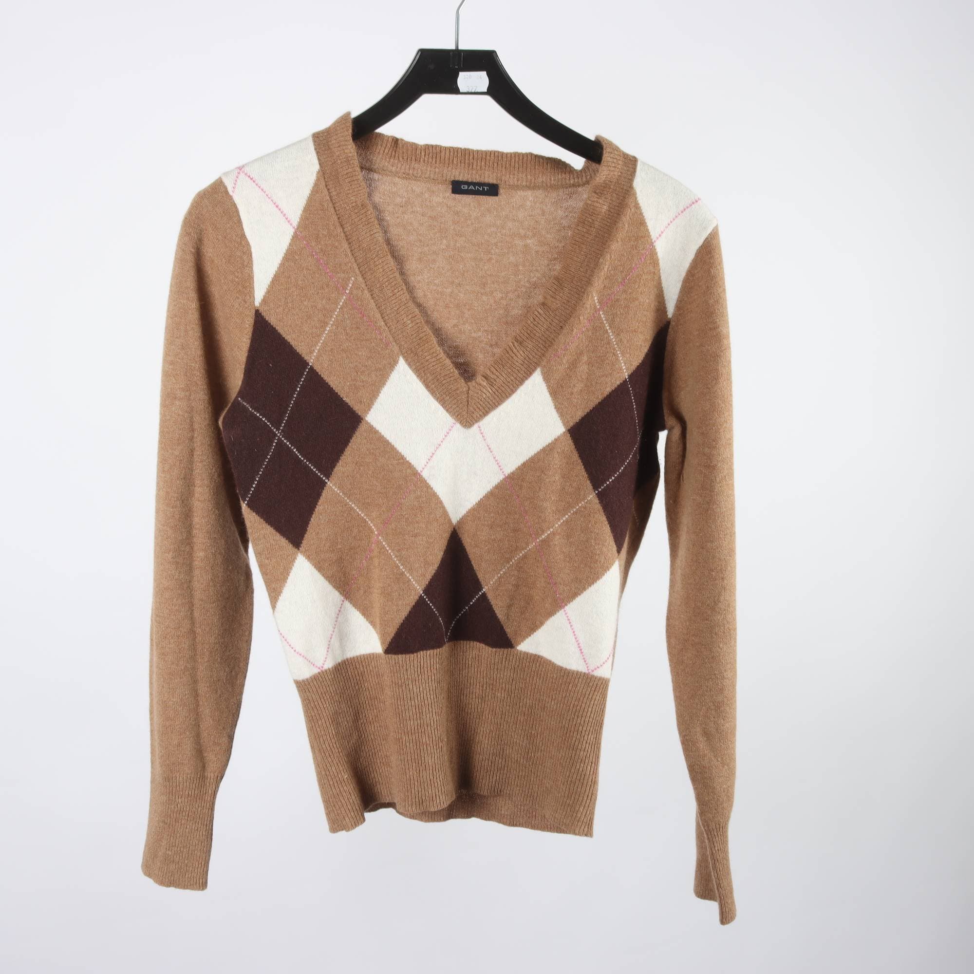 Tröja, Gant, beige, brun, ull, stl. ca. S.